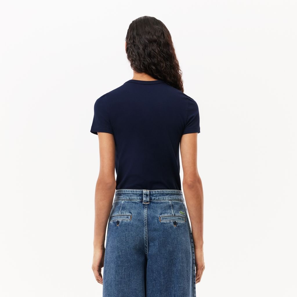 Áo Thun Lacoste Nữ Ôm Dáng Chất Liệu Cotton Co Dãn