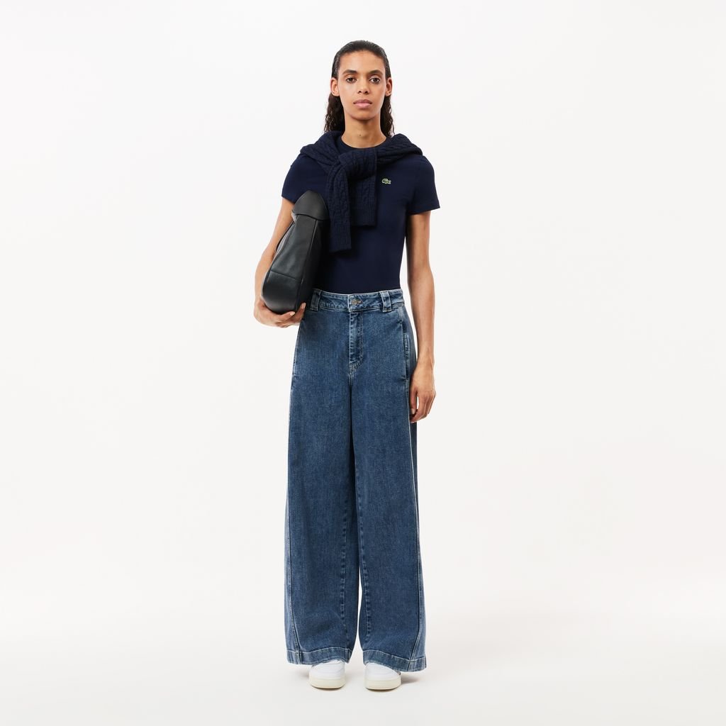 Áo Thun Lacoste Nữ Ôm Dáng Chất Liệu Cotton Co Dãn