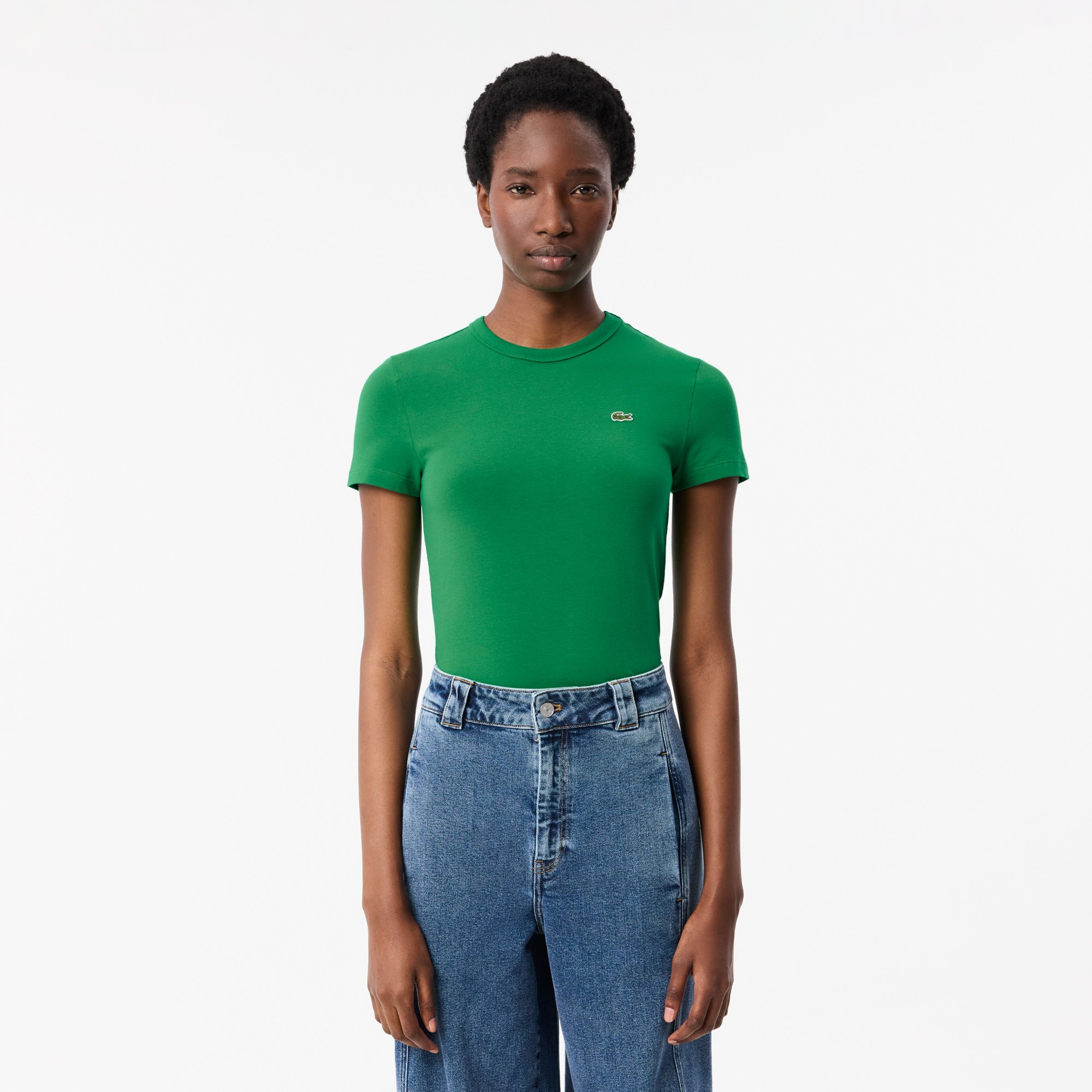 Áo Thun Lacoste Nữ Ôm Dáng Chất Liệu Cotton Co Dãn