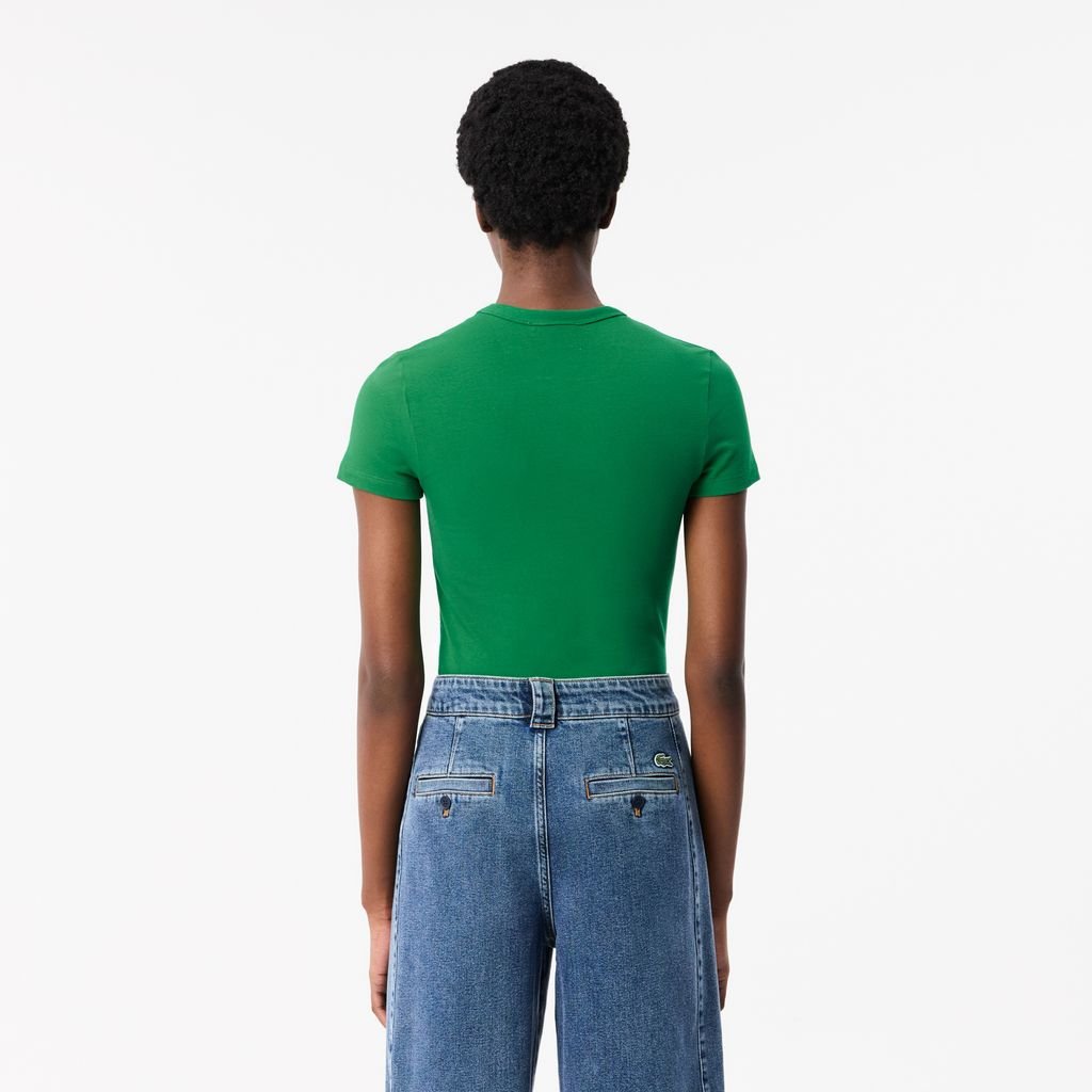 Áo Thun Lacoste Nữ Ôm Dáng Chất Liệu Cotton Co Dãn