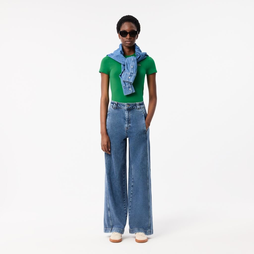 Áo Thun Lacoste Nữ Ôm Dáng Chất Liệu Cotton Co Dãn