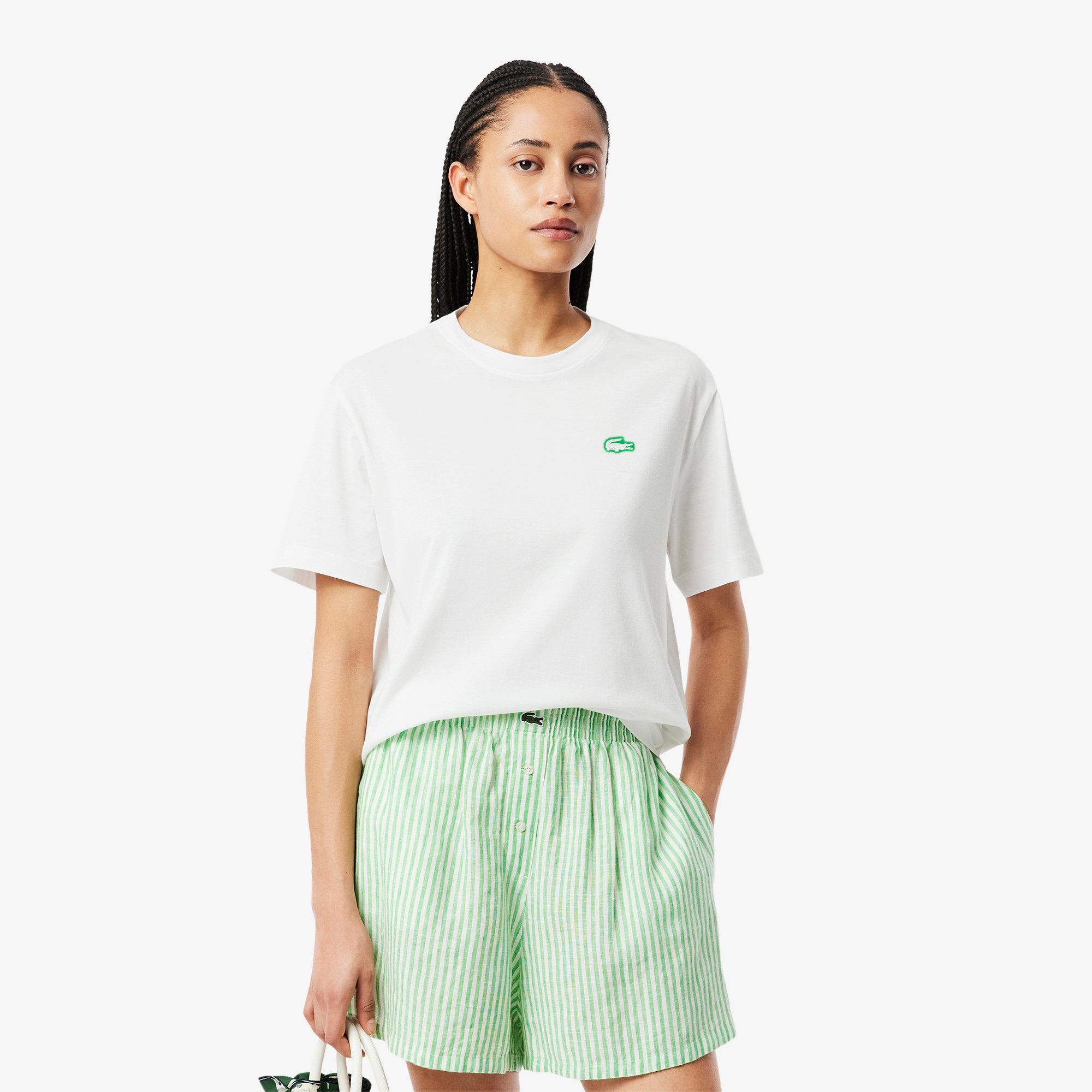 Áo Thun Lacoste Nữ Chất Liệu Jersey Hoạ Tiết In Cá Sấu