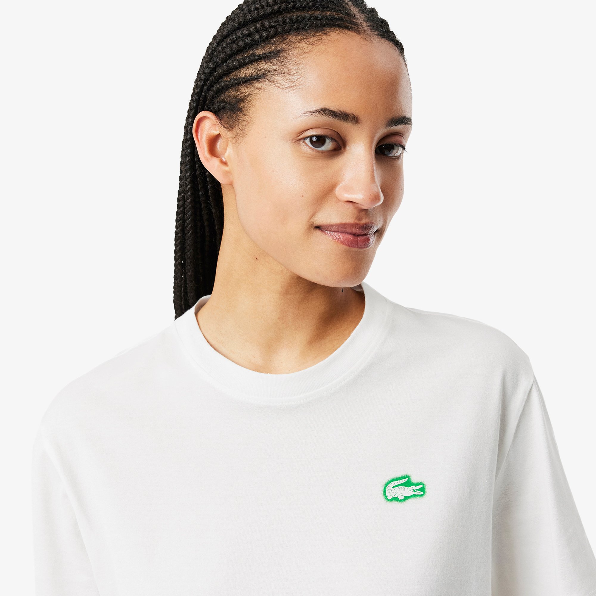 Áo Thun Lacoste Nữ Chất Liệu Jersey Hoạ Tiết In Cá Sấu