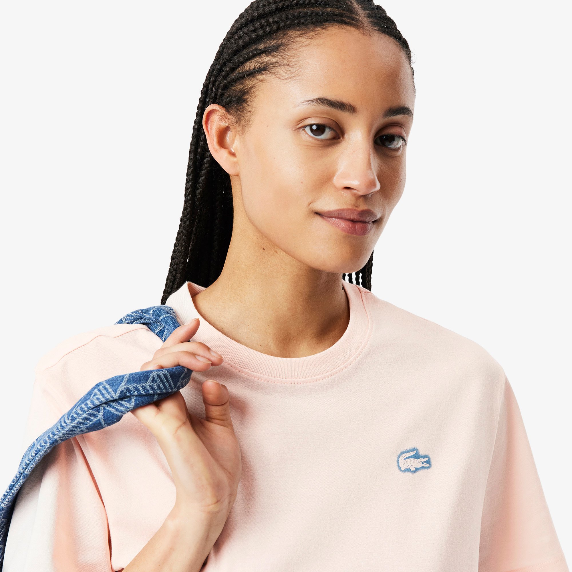 Áo Thun Lacoste Nữ Chất Liệu Jersey Hoạ Tiết In Cá Sấu