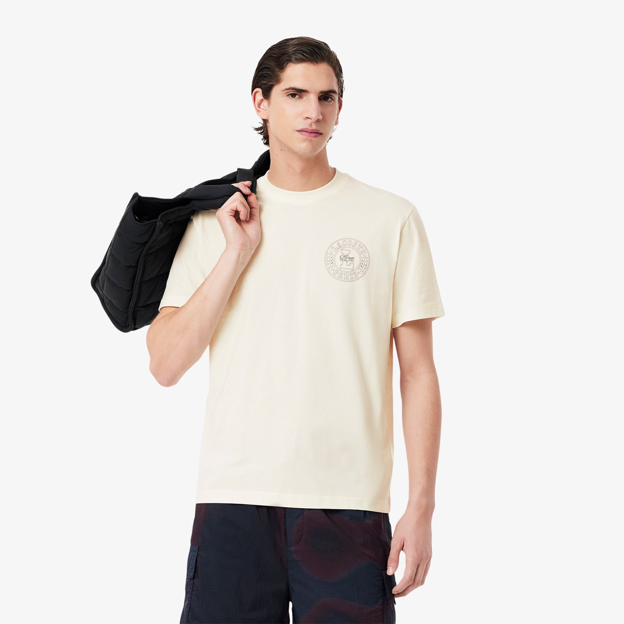 Áo Thun Lacoste Nam Chất Liệu Jersey In Huy Hiệu