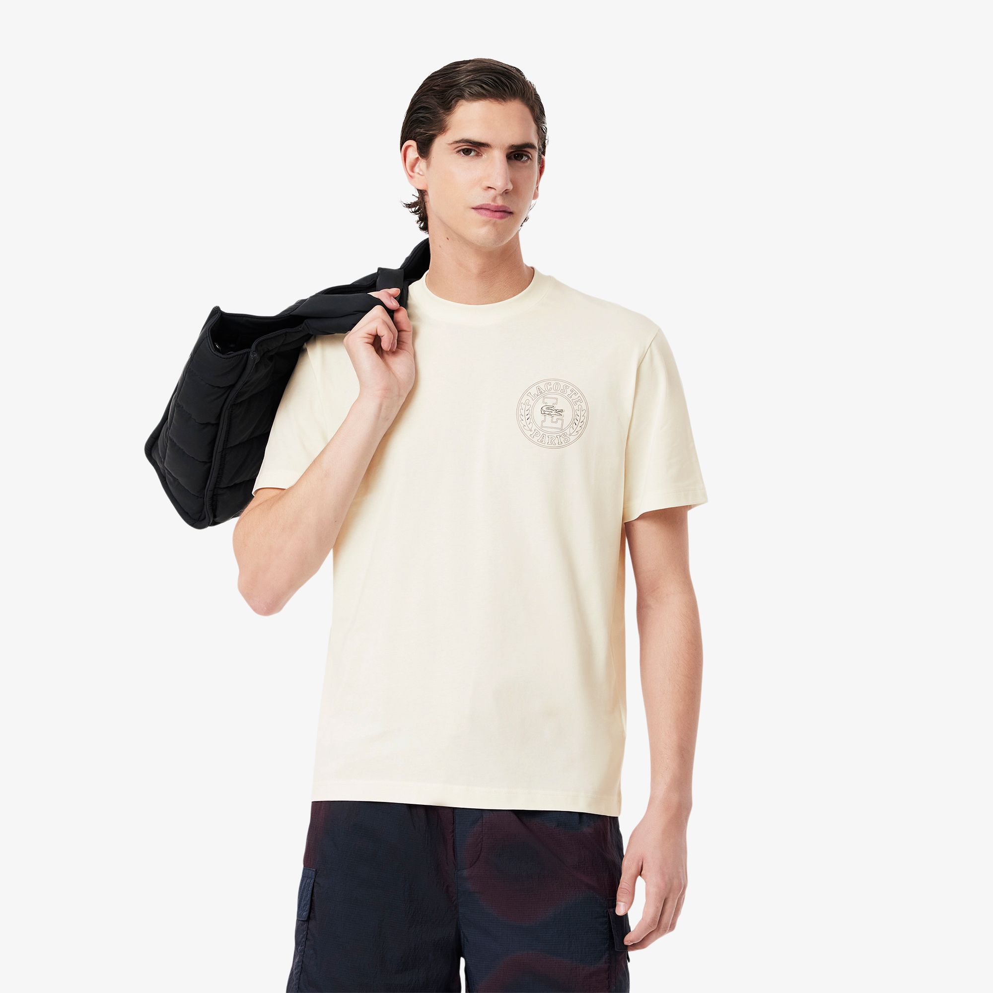 Áo Thun Lacoste Nam Chất Liệu Jersey In Huy Hiệu