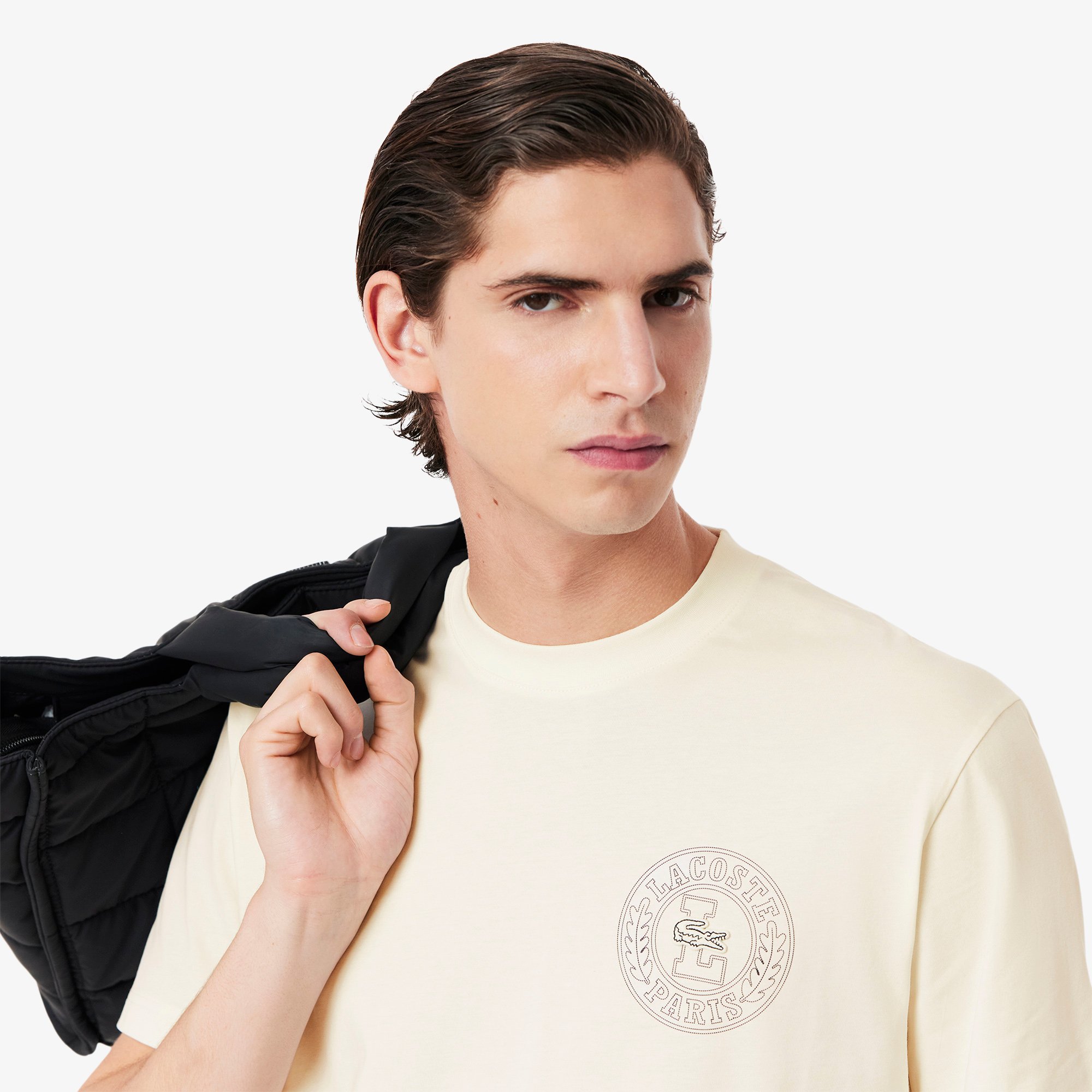 Áo Thun Lacoste Nam Chất Liệu Jersey In Huy Hiệu
