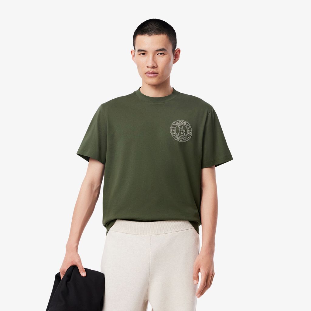 Áo Thun Lacoste Nam Chất Liệu Jersey In Huy Hiệu