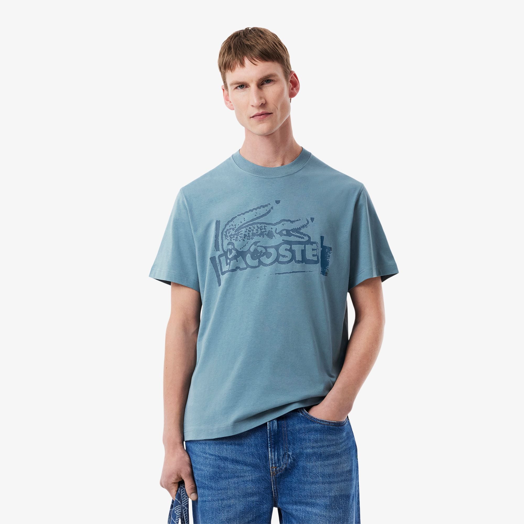 Áo Thun Lacoste Nam Chất Liệu Cotton Jersey Họa Tiết In