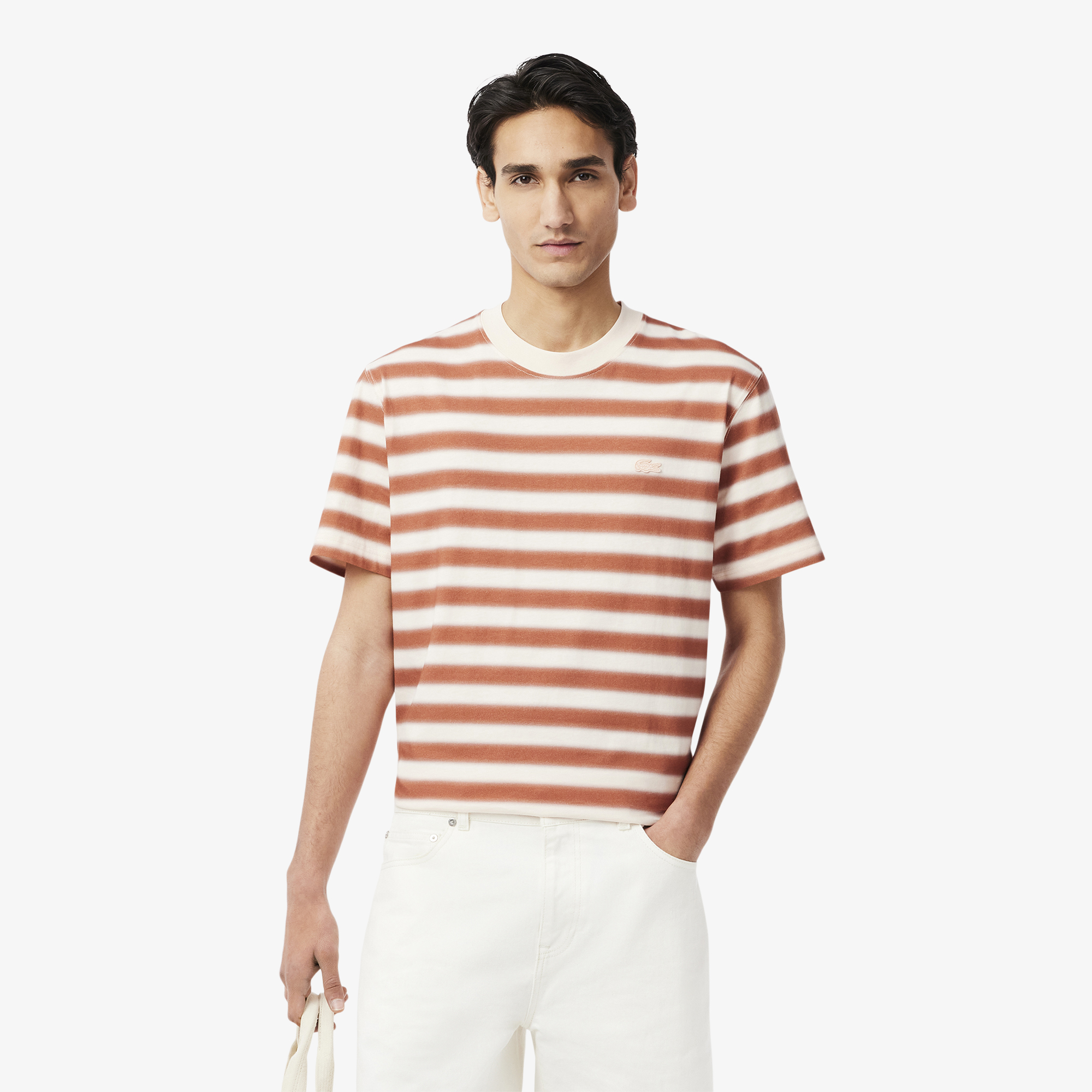 Áo Thun Lacoste Nam Chất Liệu Jersey In Họa Tiết In Kẻ Sọc