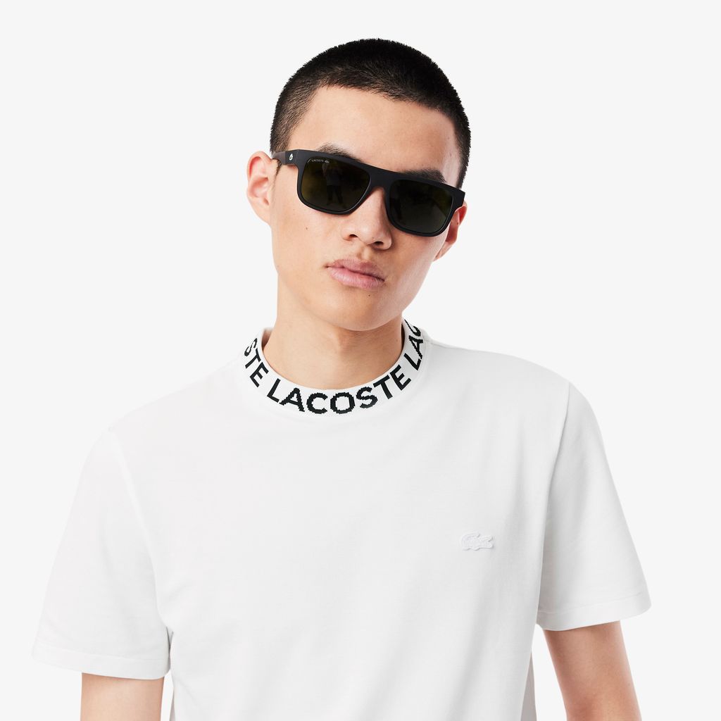 Áo Thun Lacoste Nam Dáng Suông Chất Liệu Co Giãn Có Cổ Dệt Jacquard