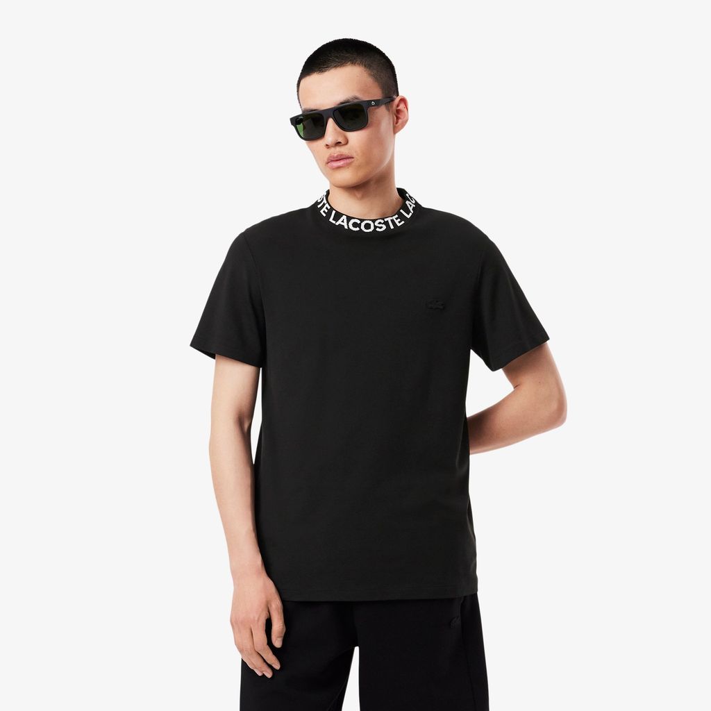 Áo Thun Lacoste Nam Dáng Suông Chất Liệu Co Giãn Có Cổ Dệt Jacquard