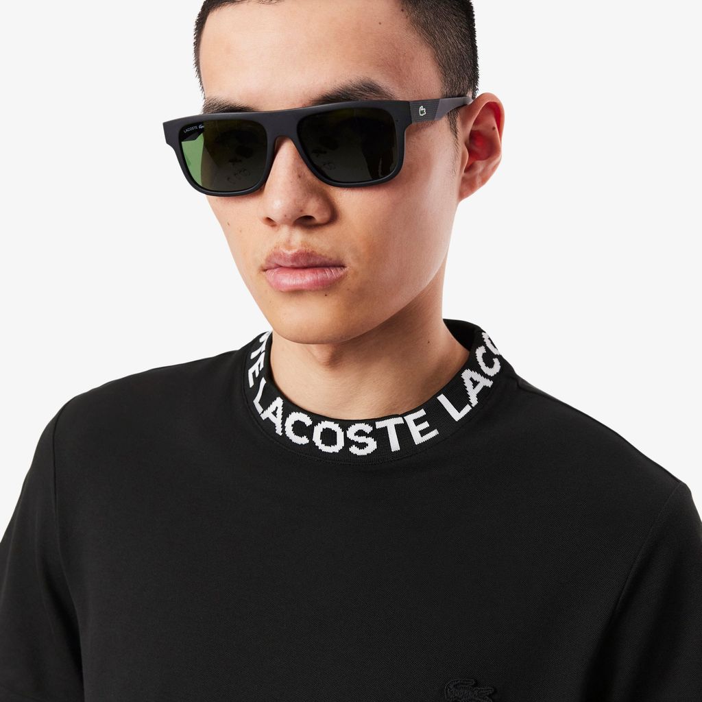 Áo Thun Lacoste Nam Dáng Suông Chất Liệu Co Giãn Có Cổ Dệt Jacquard