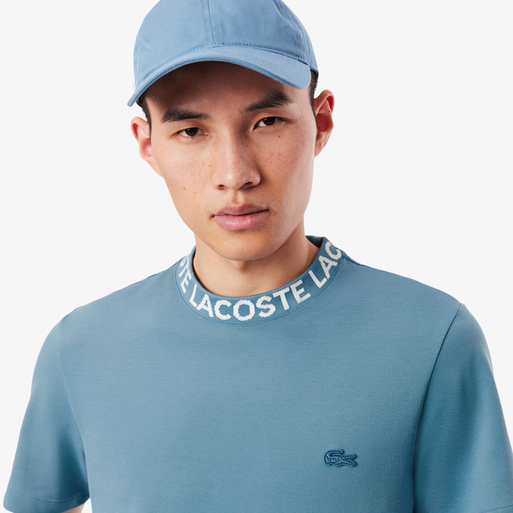 Áo Thun Lacoste Nam Dáng Suông Chất Liệu Co Giãn Có Cổ Dệt Jacquard
