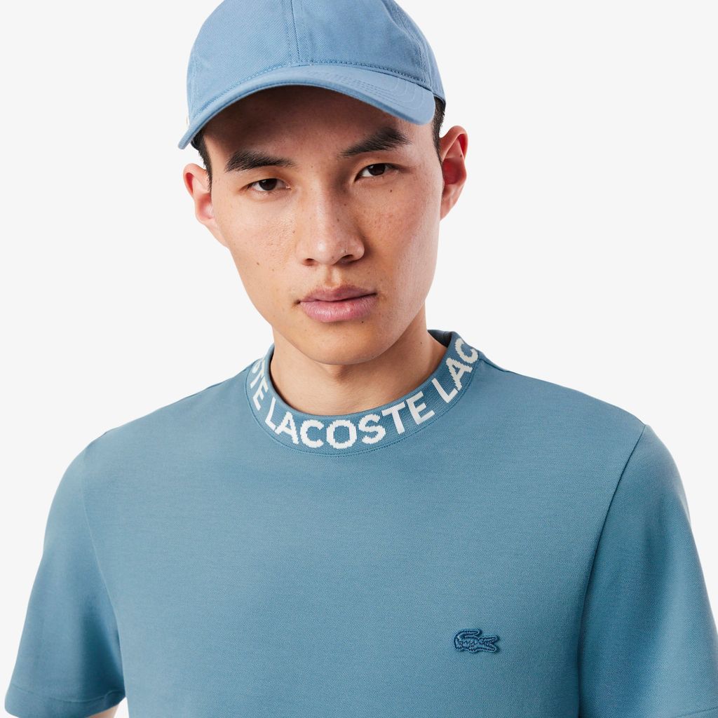 Áo Thun Lacoste Nam Dáng Suông Chất Liệu Co Giãn Có Cổ Dệt Jacquard