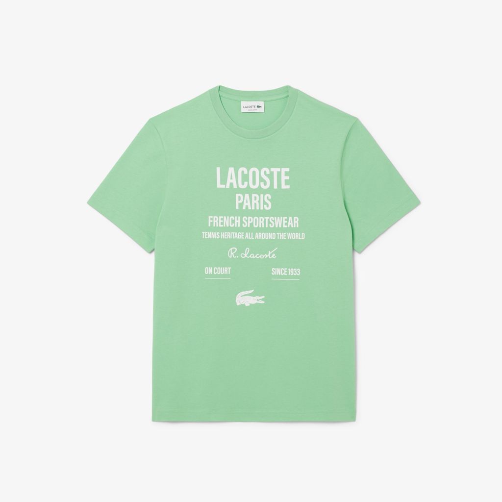 Áo Thun Lacoste Nam Dáng Suông Chất Liệu Jersey Họa Tiết In