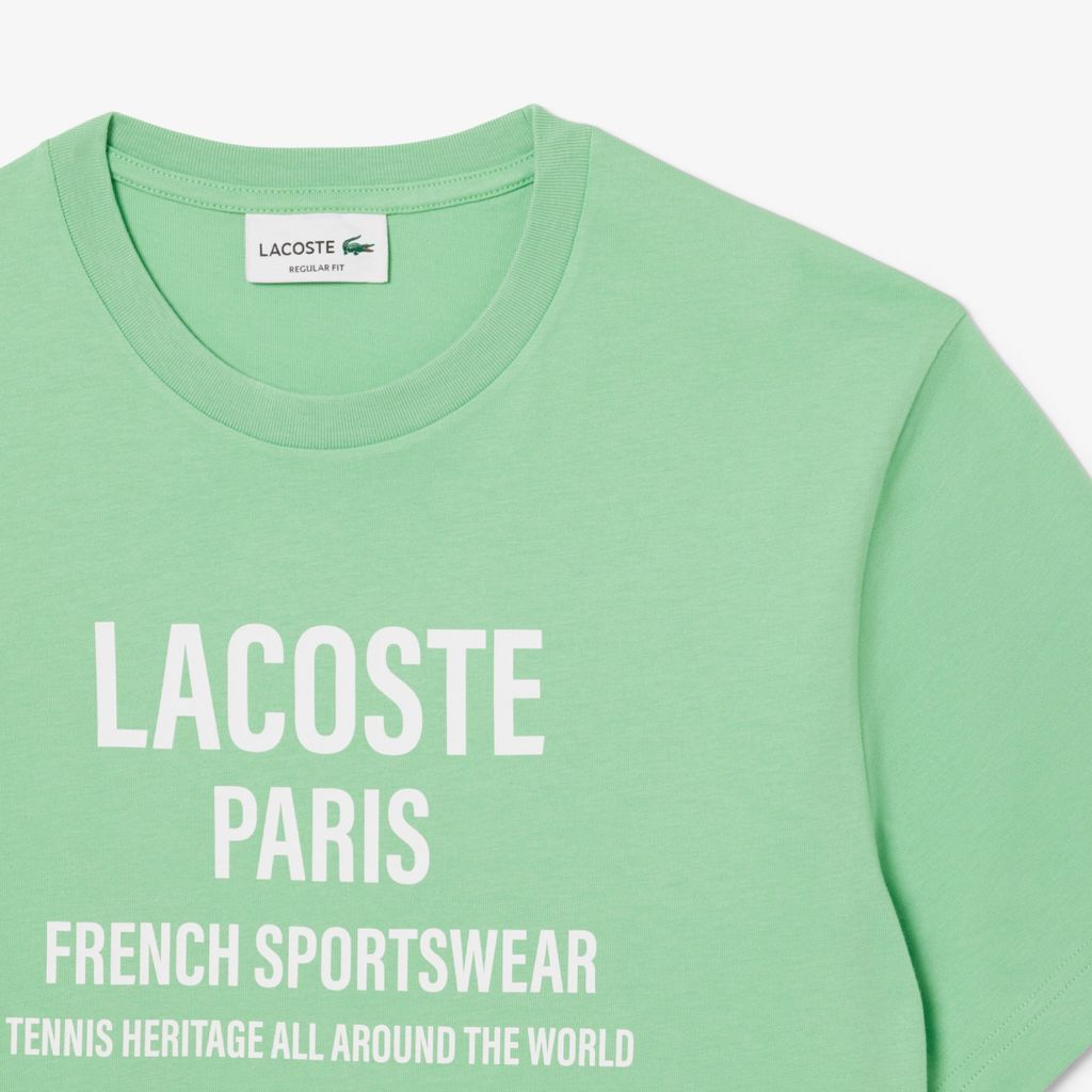 Áo Thun Lacoste Nam Dáng Suông Chất Liệu Jersey Họa Tiết In