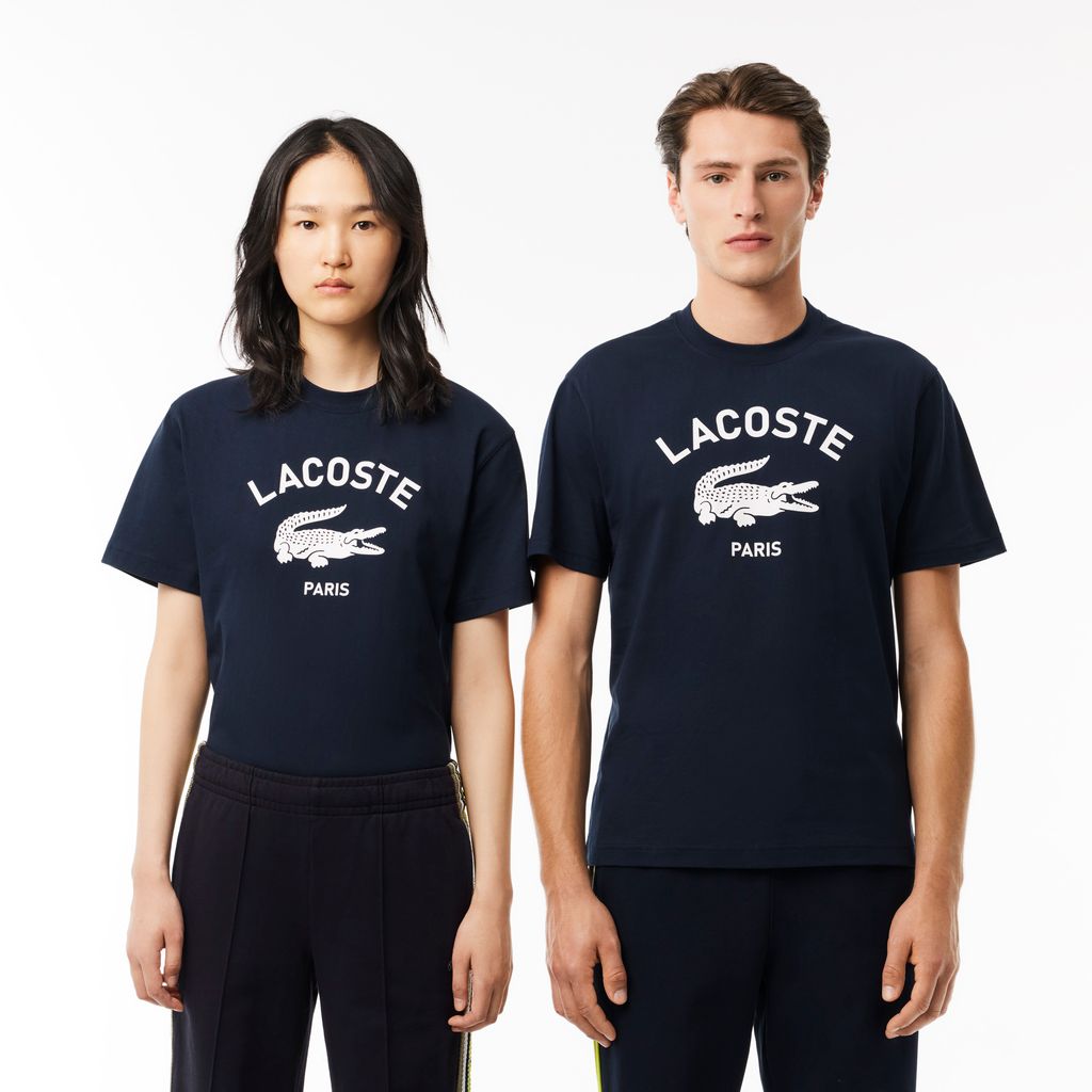 Áo Thun Lacoste Unisex Chất Liệu Cotton Họa Tiết In
