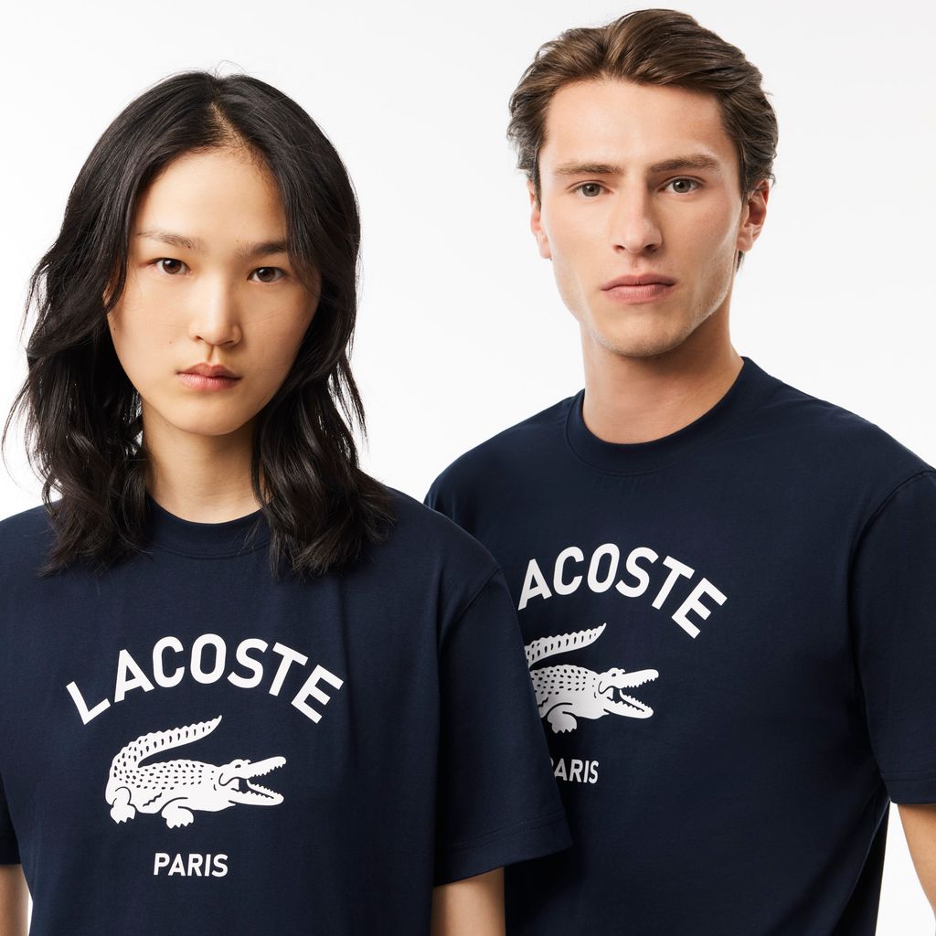 Áo Thun Lacoste Unisex Chất Liệu Cotton Họa Tiết In