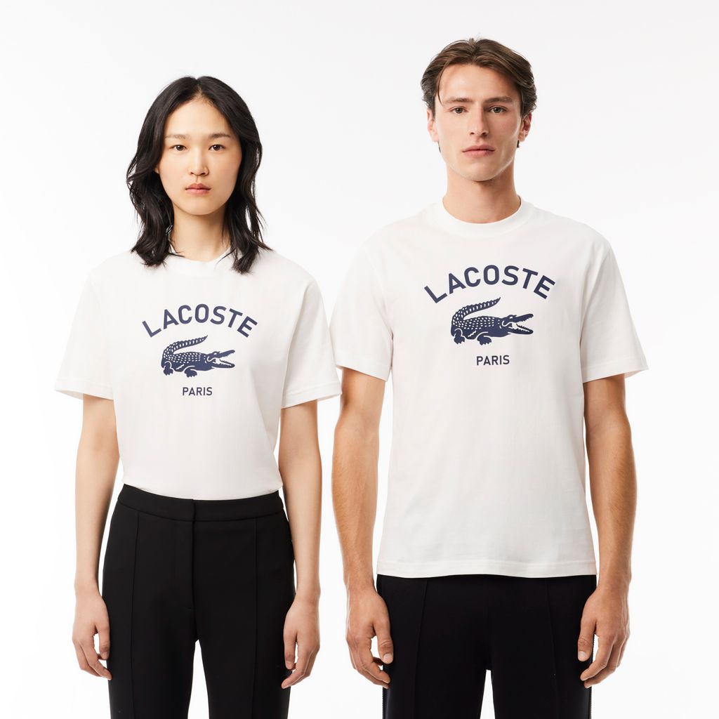 Áo Thun Lacoste Unisex Chất Liệu Cotton Họa Tiết In
