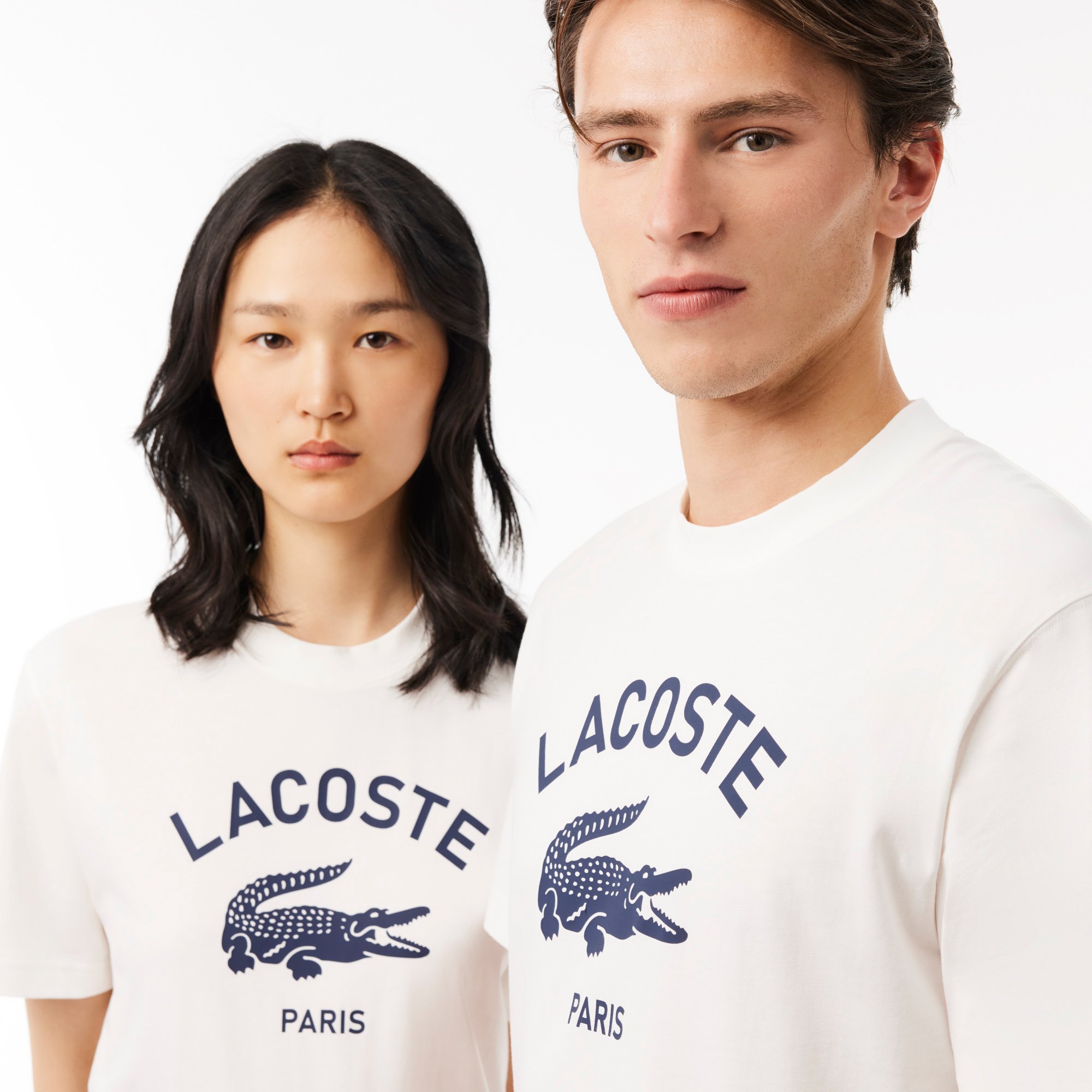 Áo Thun Lacoste Unisex Chất Liệu Cotton Họa Tiết In