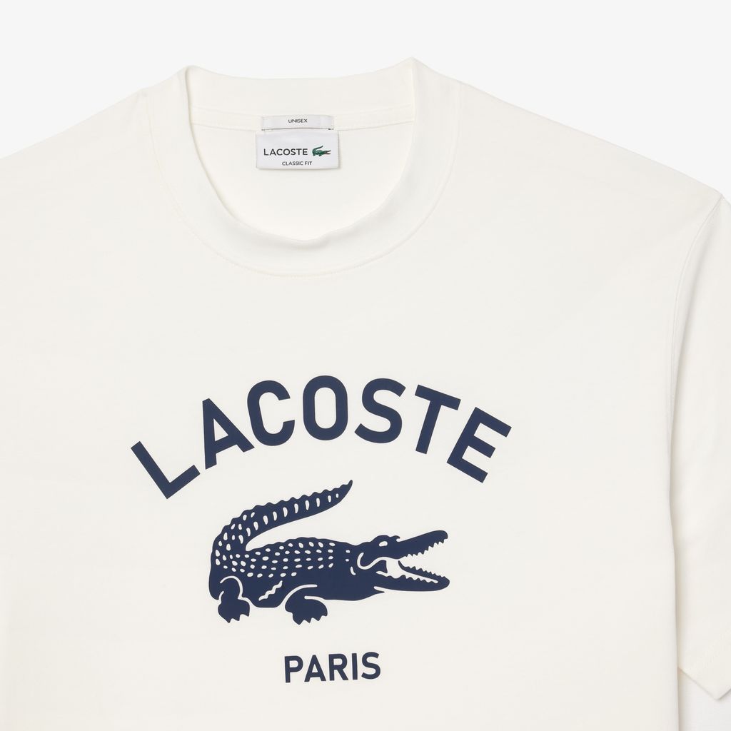 Áo Thun Lacoste Unisex Chất Liệu Cotton Họa Tiết In