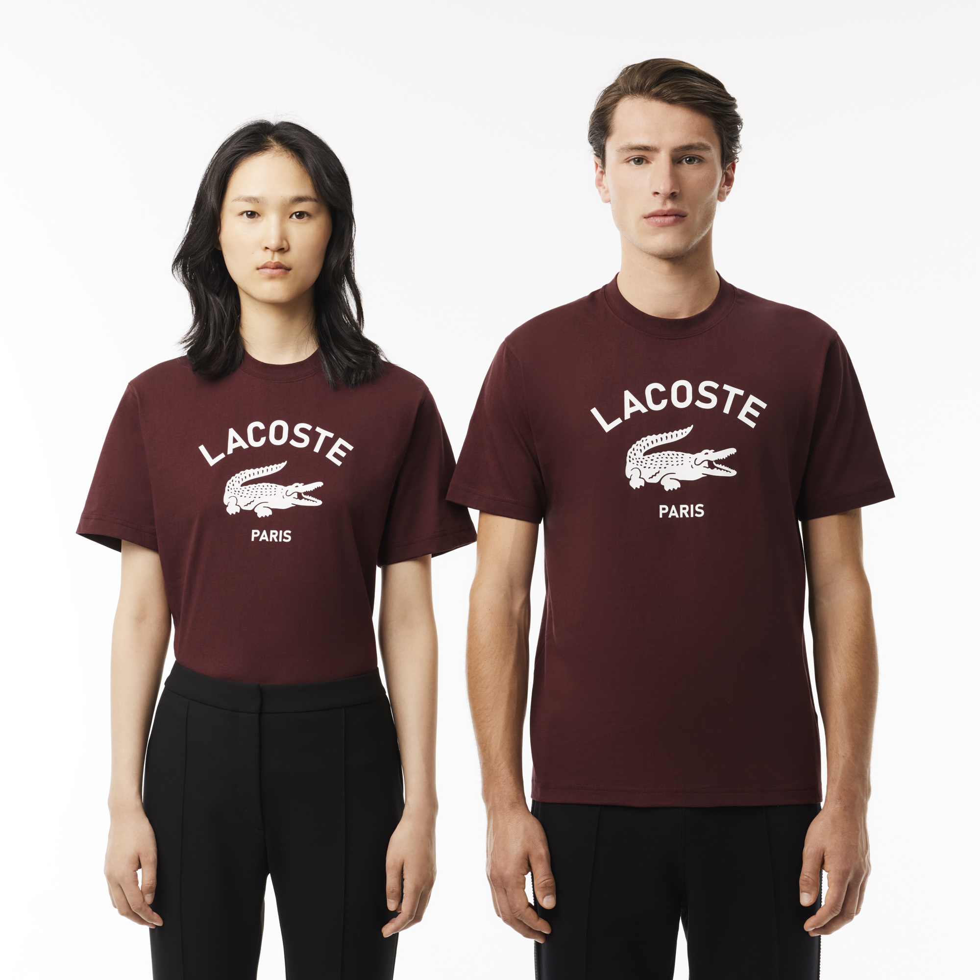 Áo Thun Lacoste Unisex Chất Liệu Cotton Họa Tiết In