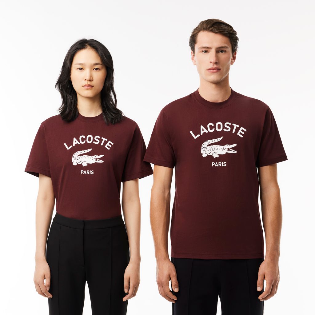 Áo Thun Lacoste Unisex Chất Liệu Cotton Họa Tiết In