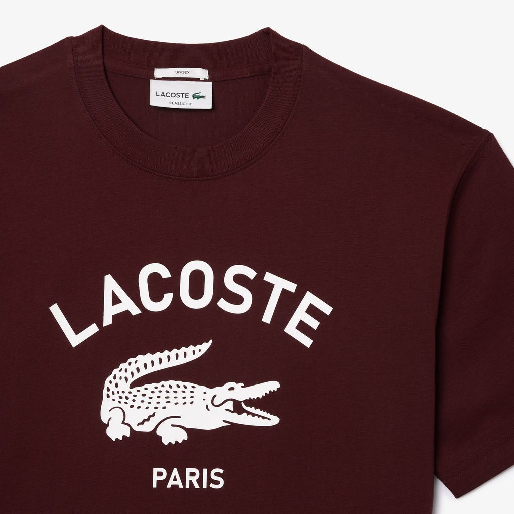 Áo Thun Lacoste Unisex Chất Liệu Cotton Họa Tiết In
