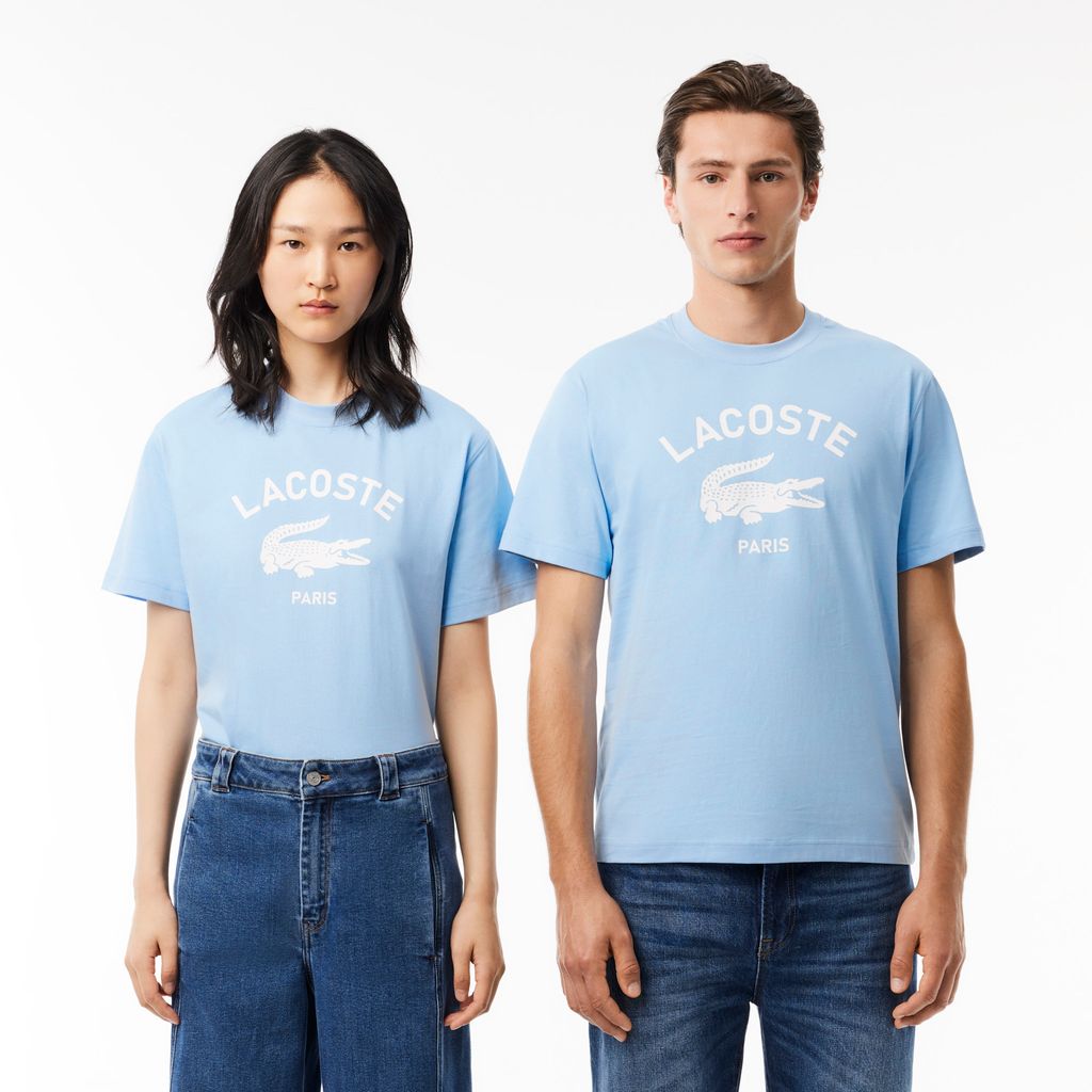 Áo Thun Lacoste Unisex Chất Liệu Cotton Họa Tiết In