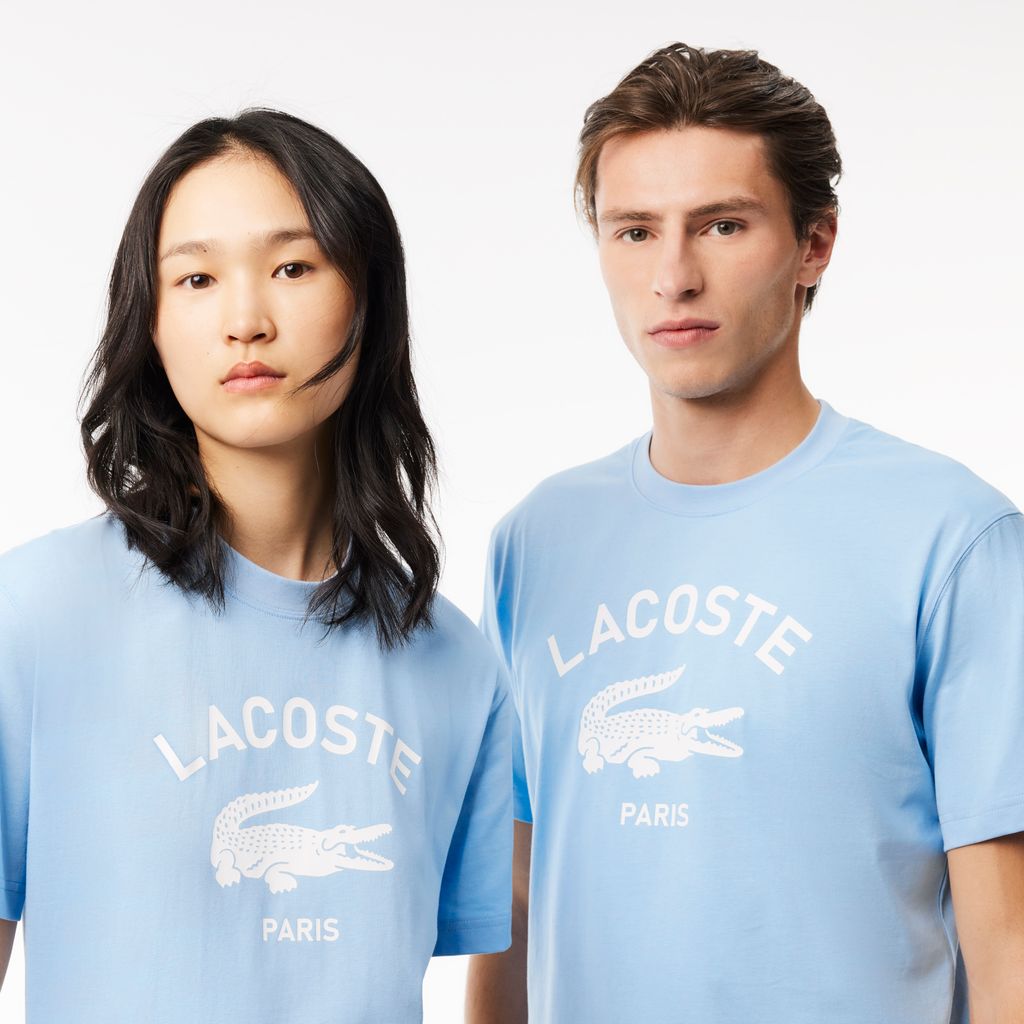 Áo Thun Lacoste Unisex Chất Liệu Cotton Họa Tiết In