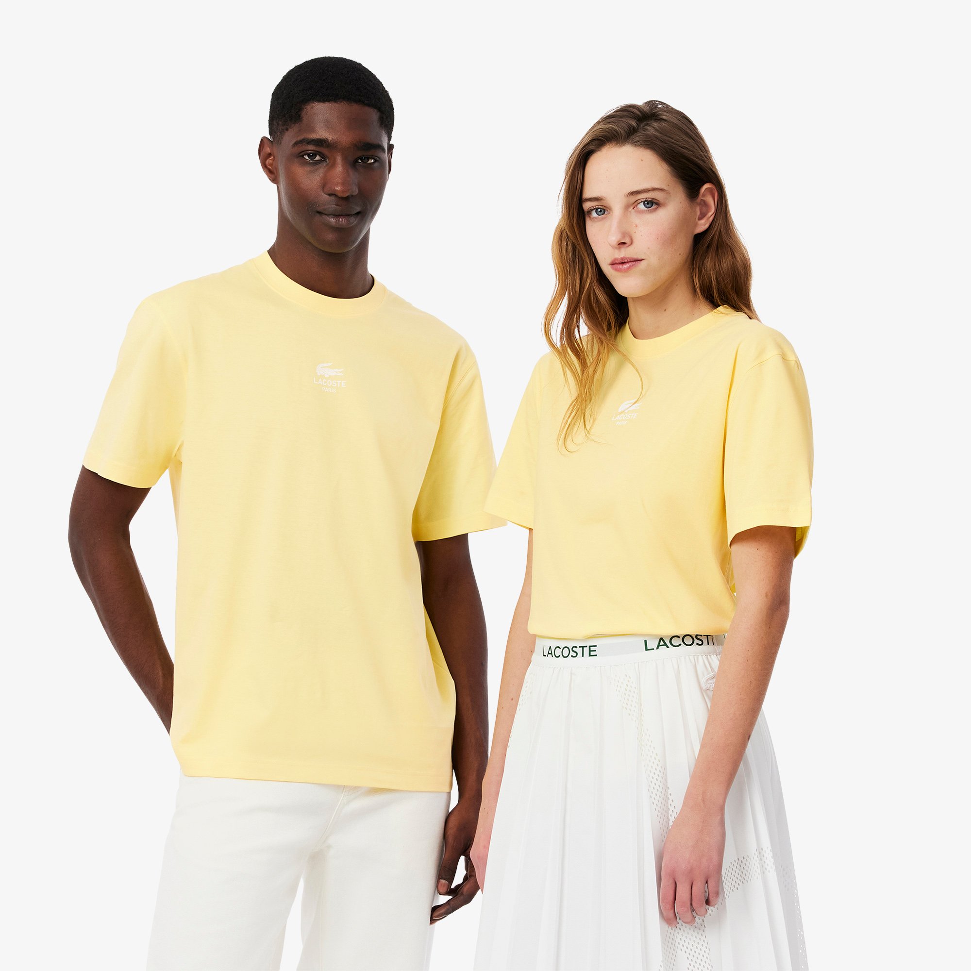 Áo Thun Lacoste Unisex Chất Liệu Cotton Họa Tiết In