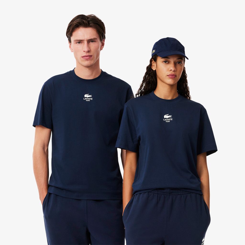 Áo Thun Lacoste Unisex Chất Liệu Cotton Họa Tiết In