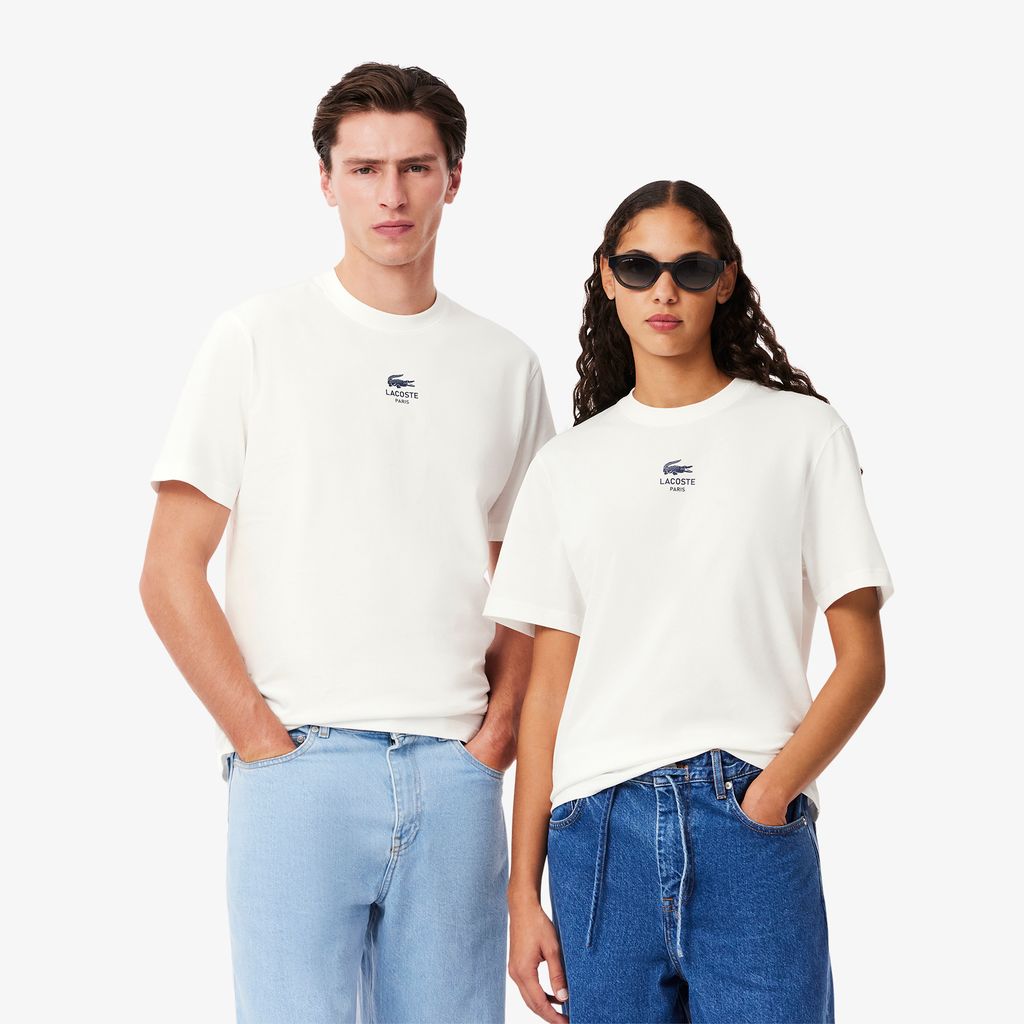Áo Thun Lacoste Unisex Chất Liệu Cotton Họa Tiết In
