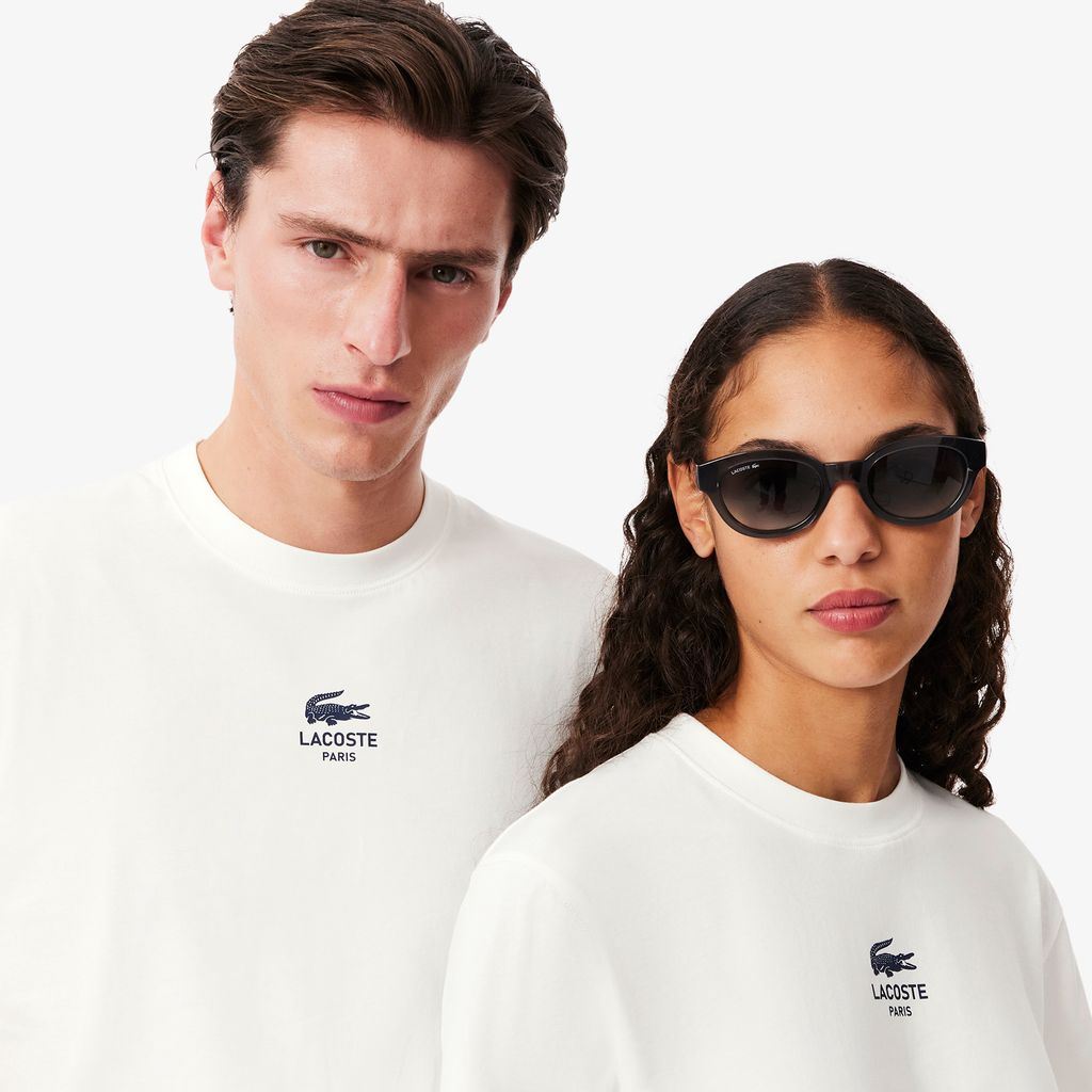 Áo Thun Lacoste Unisex Chất Liệu Cotton Họa Tiết In