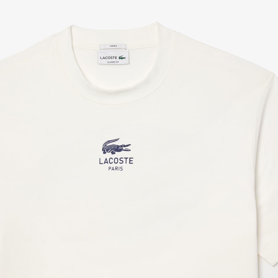 Áo Thun Lacoste Unisex Chất Liệu Cotton Họa Tiết In