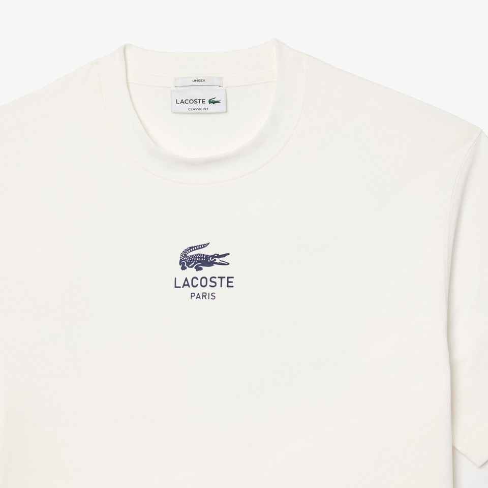 Áo Thun Lacoste Unisex Chất Liệu Cotton Họa Tiết In