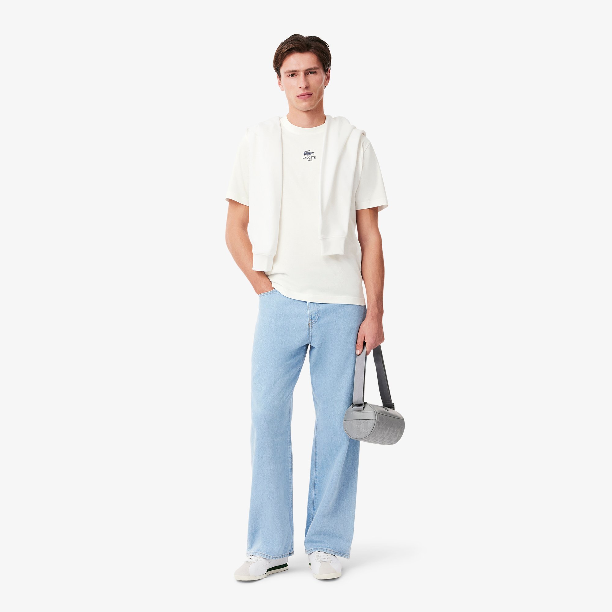 Áo Thun Lacoste Unisex Chất Liệu Cotton Họa Tiết In