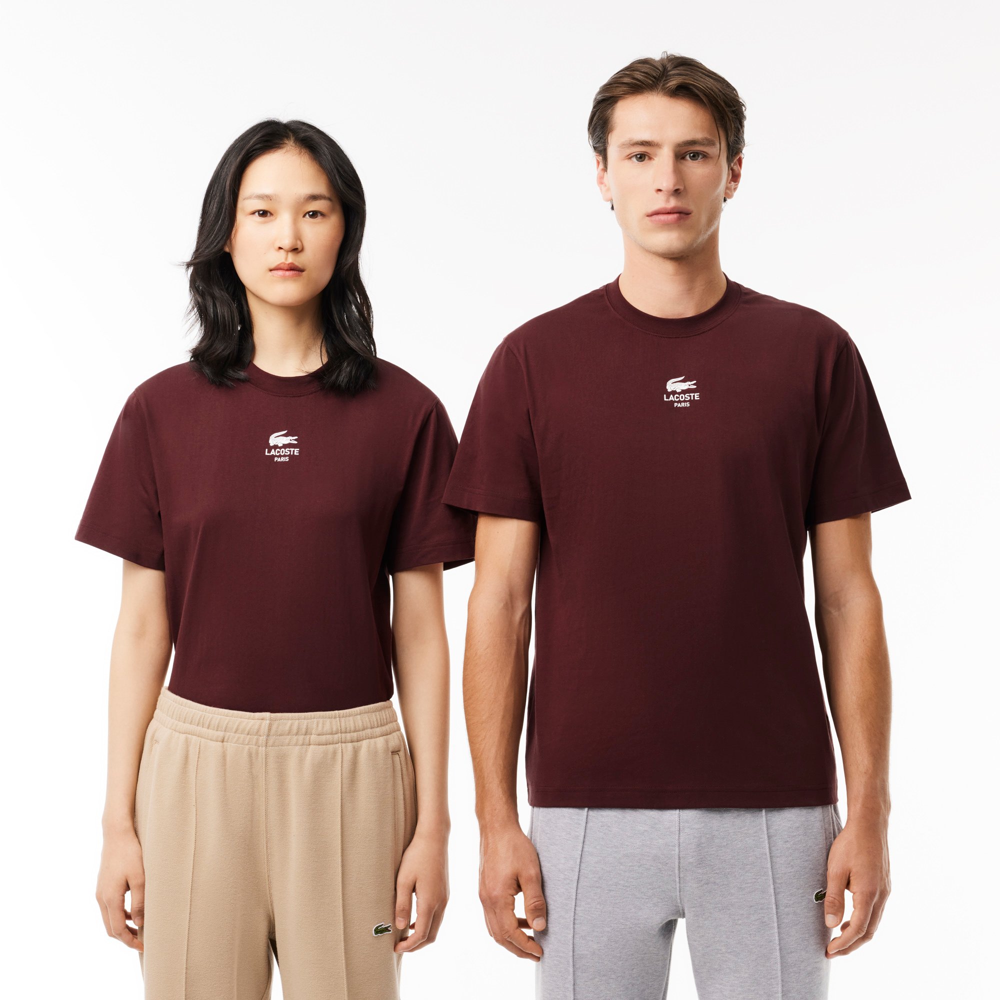 Áo Thun Lacoste Unisex Chất Liệu Cotton Họa Tiết In