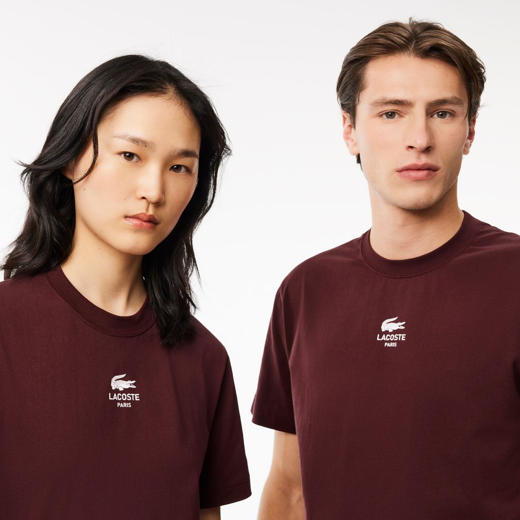 Áo Thun Lacoste Unisex Chất Liệu Cotton Họa Tiết In