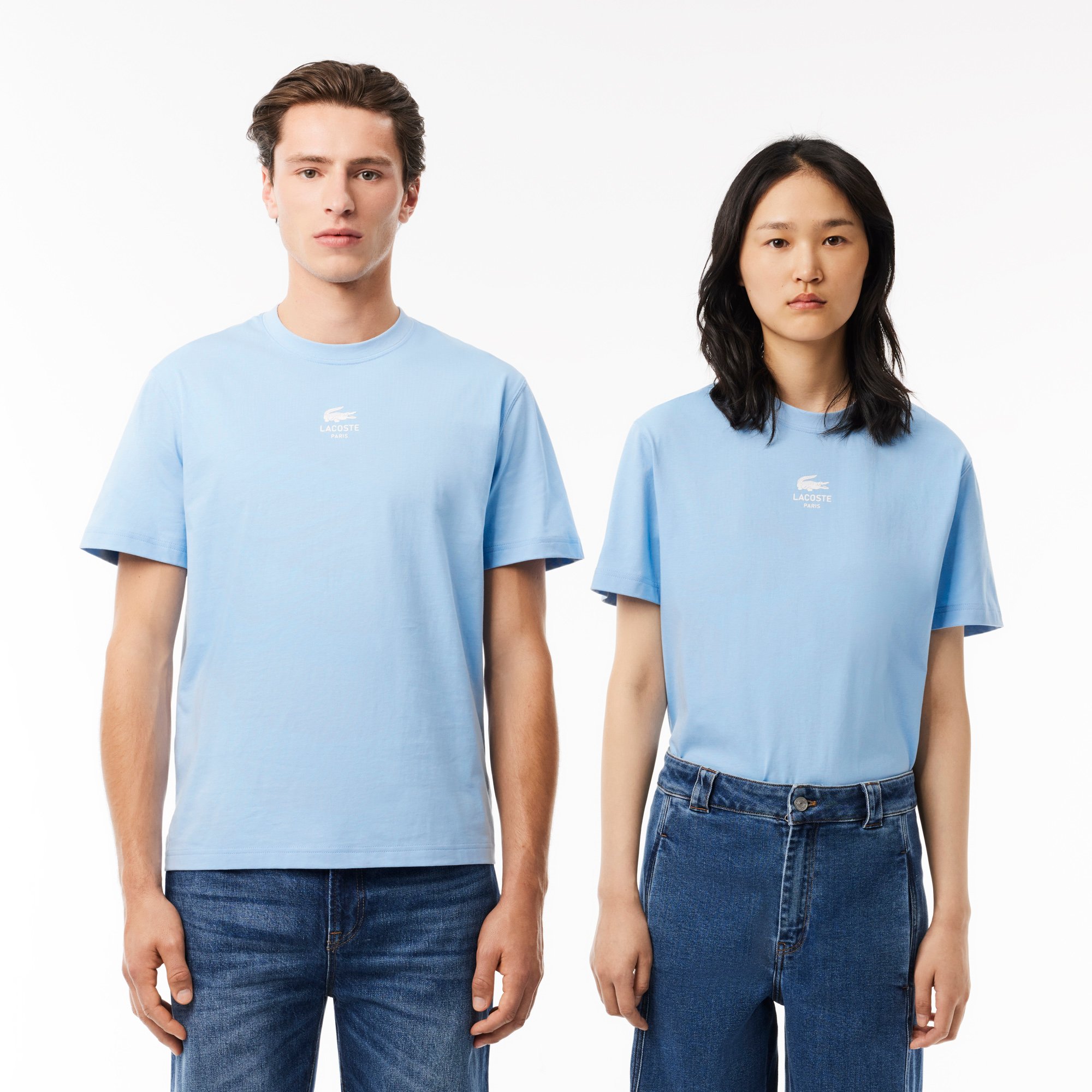 Áo Thun Lacoste Unisex Chất Liệu Cotton Họa Tiết In