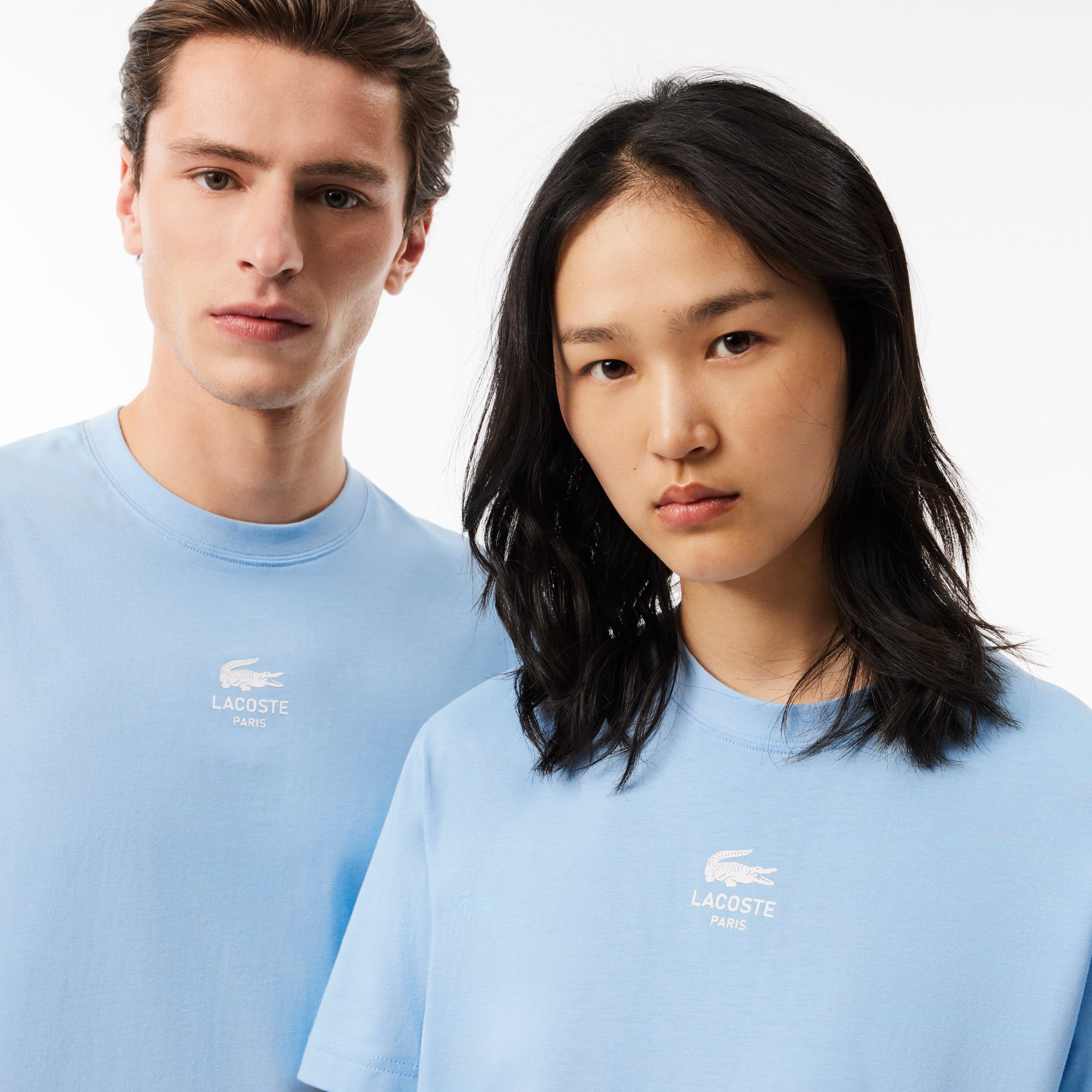 Áo Thun Lacoste Unisex Chất Liệu Cotton Họa Tiết In