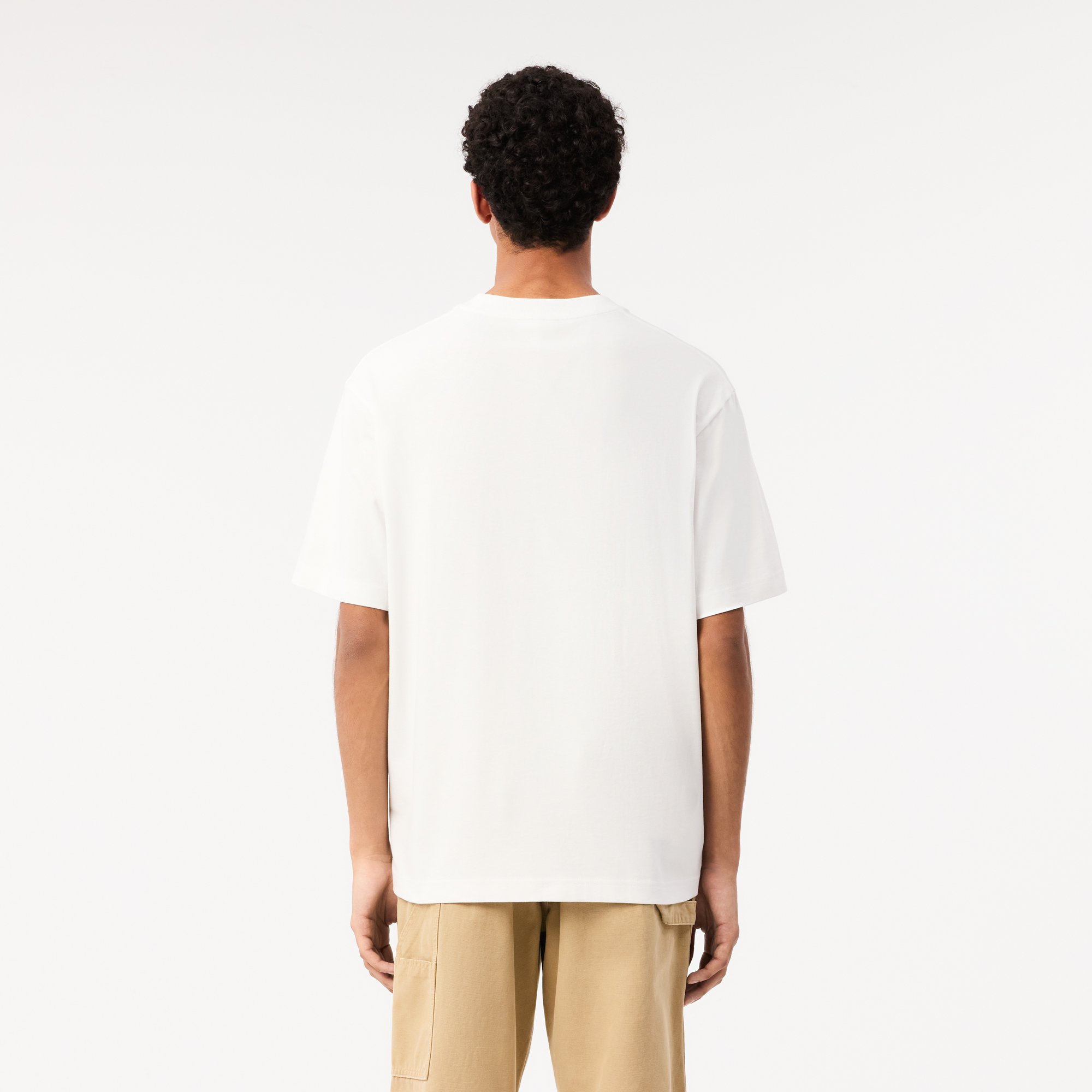 Áo Thun Lacoste Nam Dáng Rộng Chất Liệu Cotton Dày Họa Tiết In