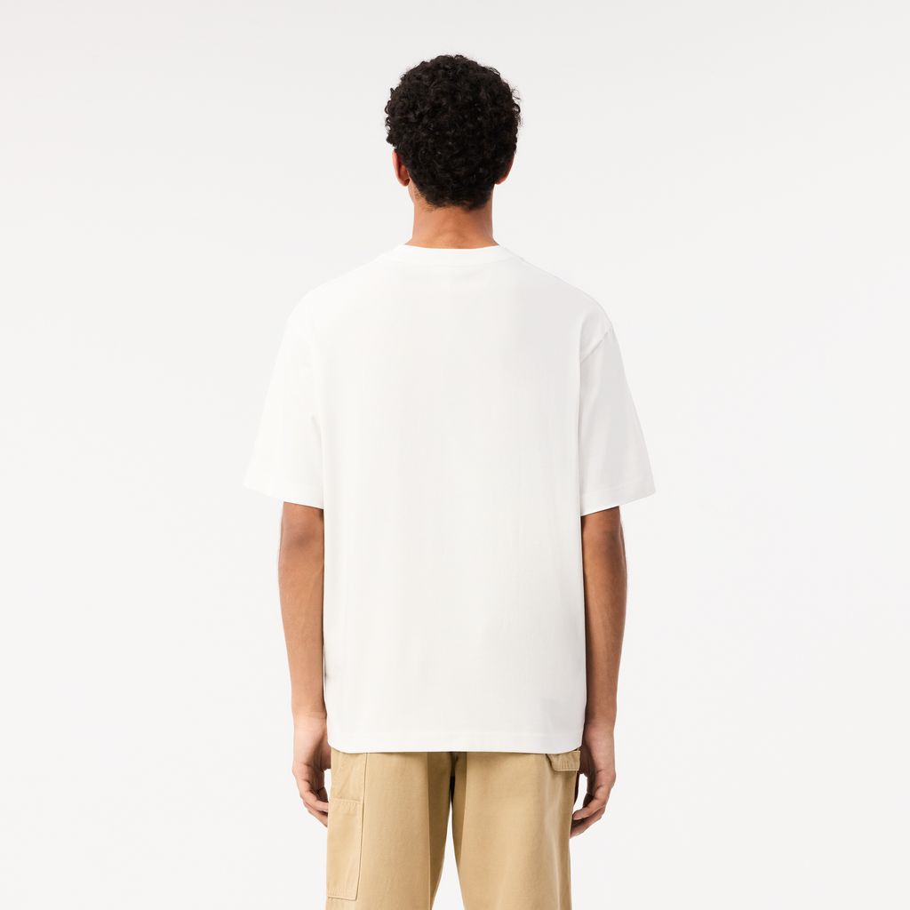 Áo Thun Lacoste Nam Dáng Rộng Chất Liệu Cotton Dày Họa Tiết In