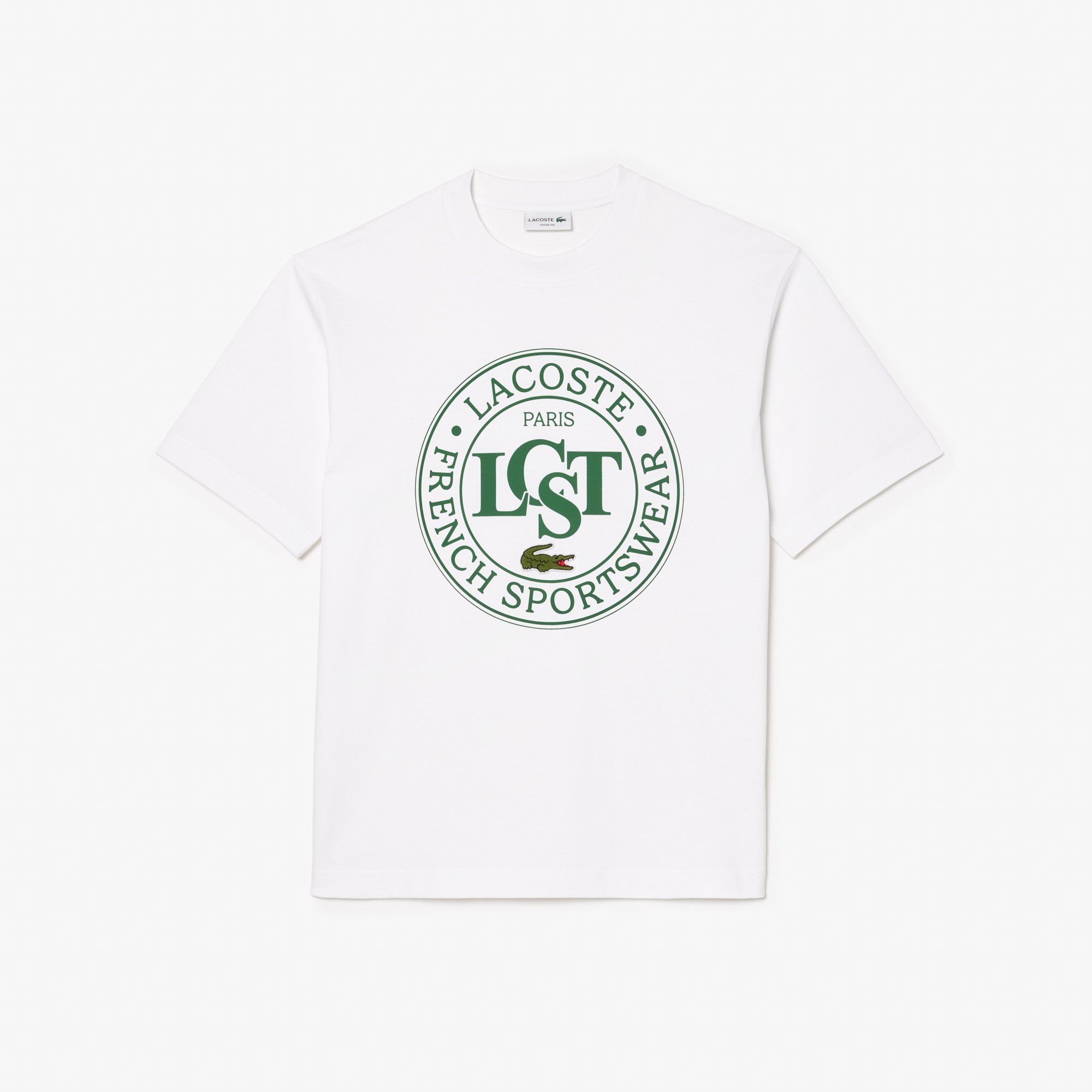 Áo Thun Lacoste Nam Dáng Rộng Chất Liệu Cotton Dày Họa Tiết In