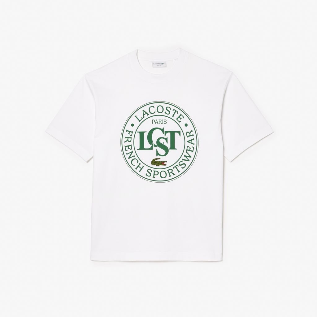 Áo Thun Lacoste Nam Dáng Rộng Chất Liệu Cotton Dày Họa Tiết In