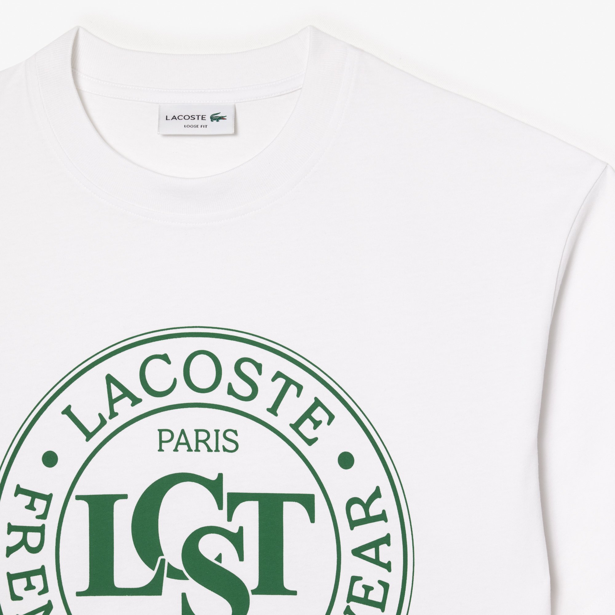 Áo Thun Lacoste Nam Dáng Rộng Chất Liệu Cotton Dày Họa Tiết In
