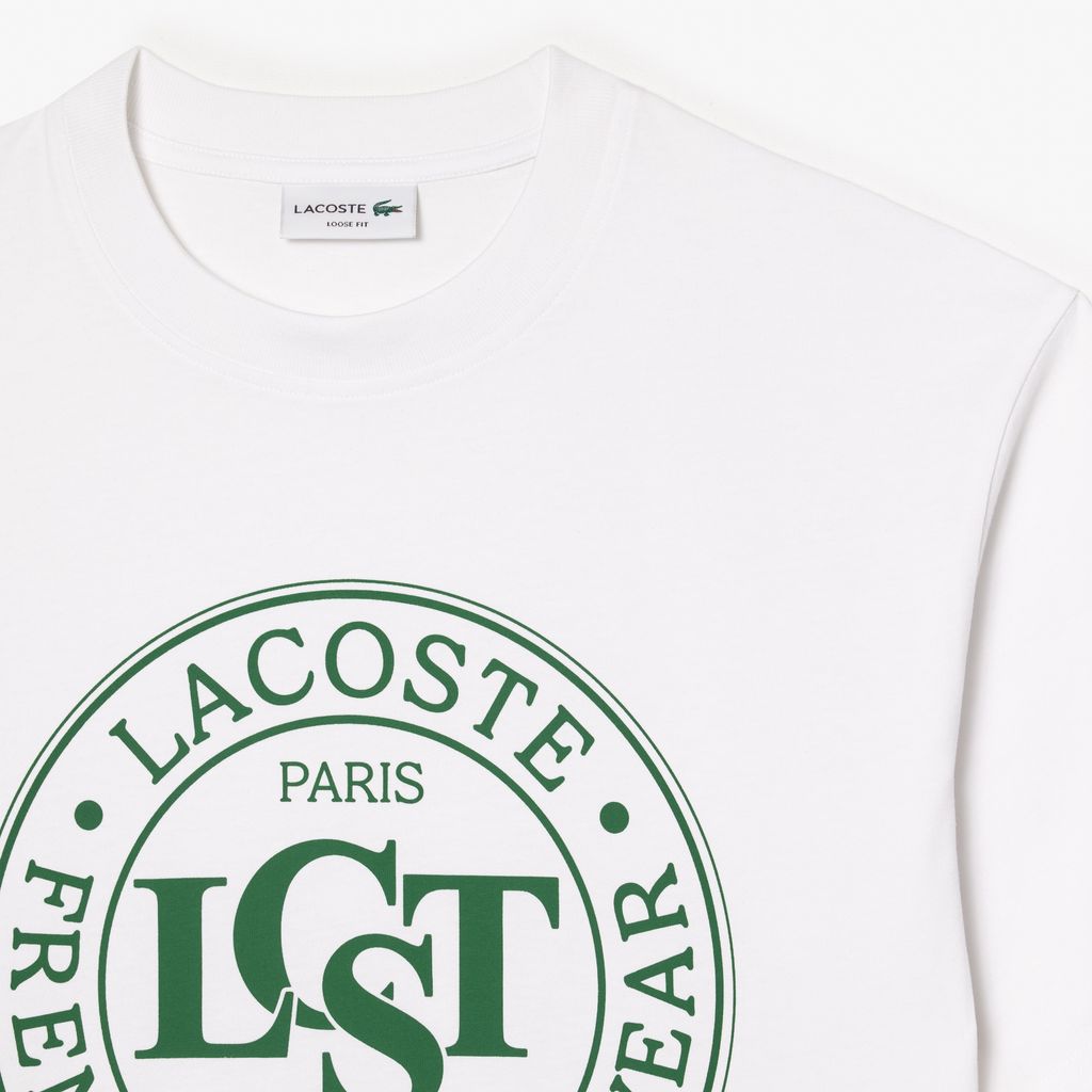 Áo Thun Lacoste Nam Dáng Rộng Chất Liệu Cotton Dày Họa Tiết In