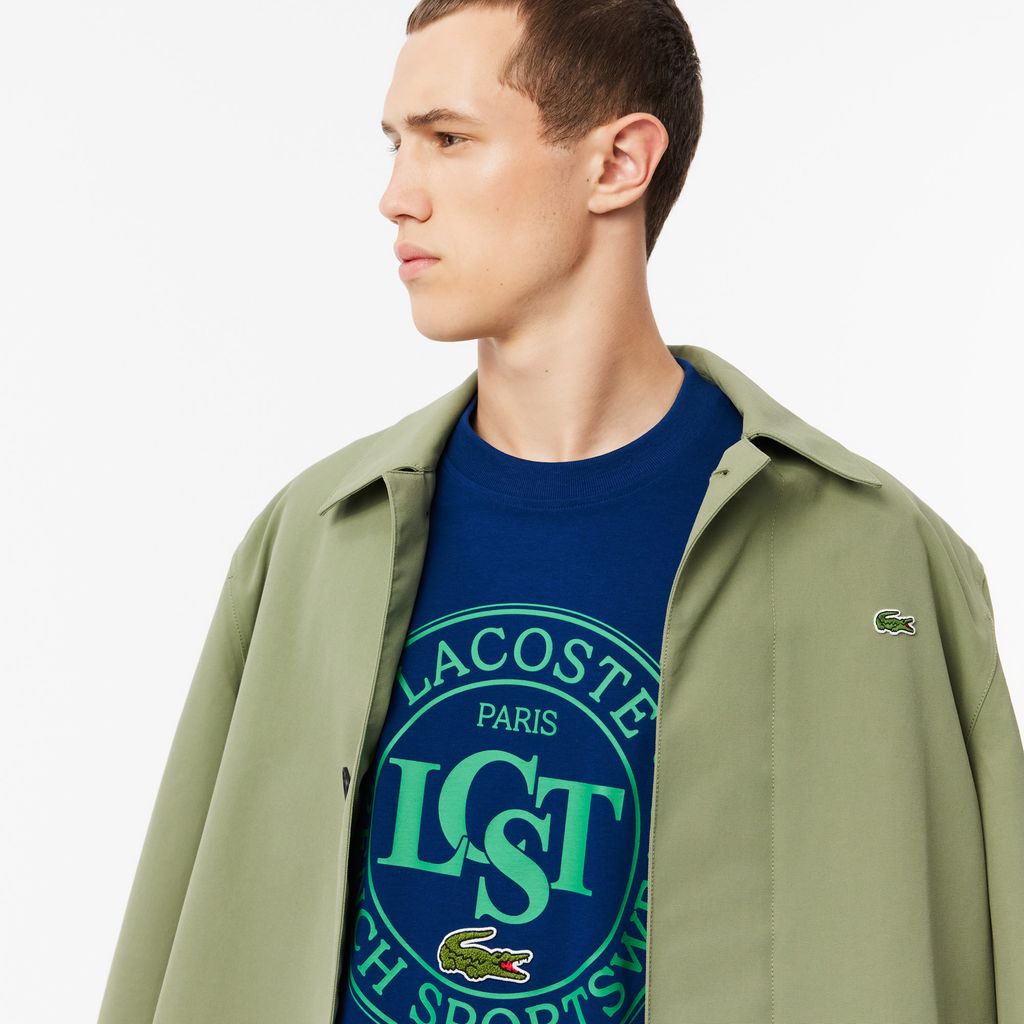 Áo Thun Lacoste Nam Dáng Rộng Chất Liệu Cotton Dày Họa Tiết In