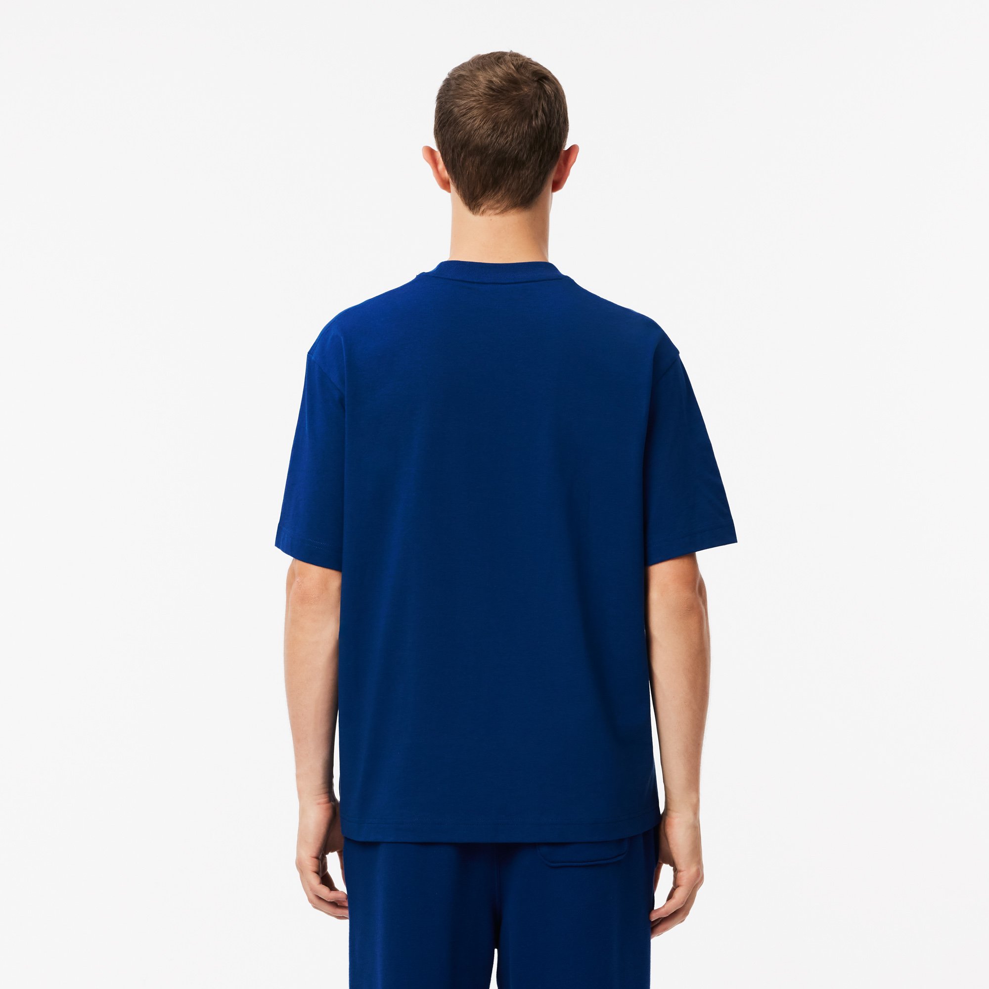 Áo Thun Lacoste Nam Dáng Rộng Chất Liệu Cotton Dày Họa Tiết In